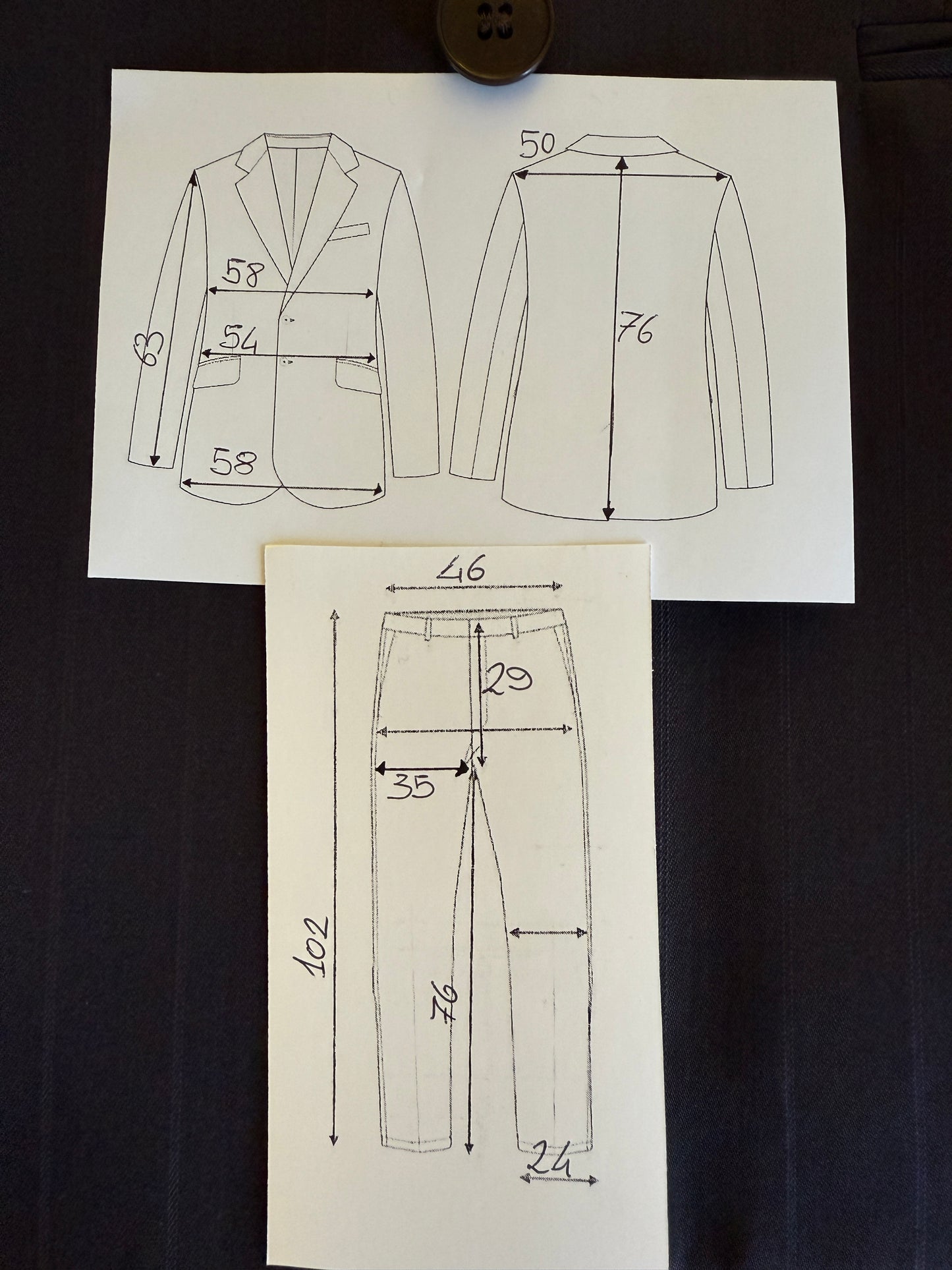 Completo doppiopetto gessato anni ‘80 marrone cacao - tg. 52