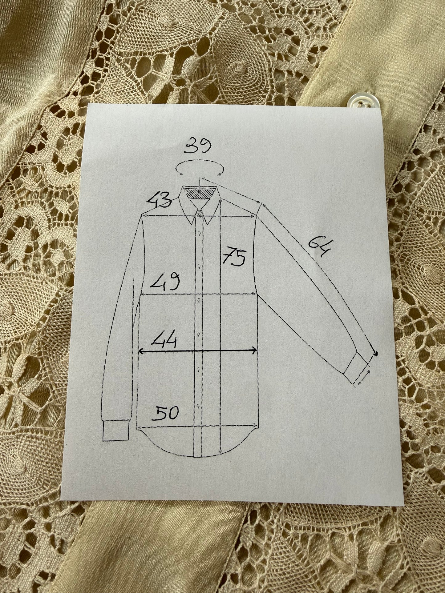 Camicia Pancaldi anni ‘70 pura seta ricamata (NOS) - S, collo 39
