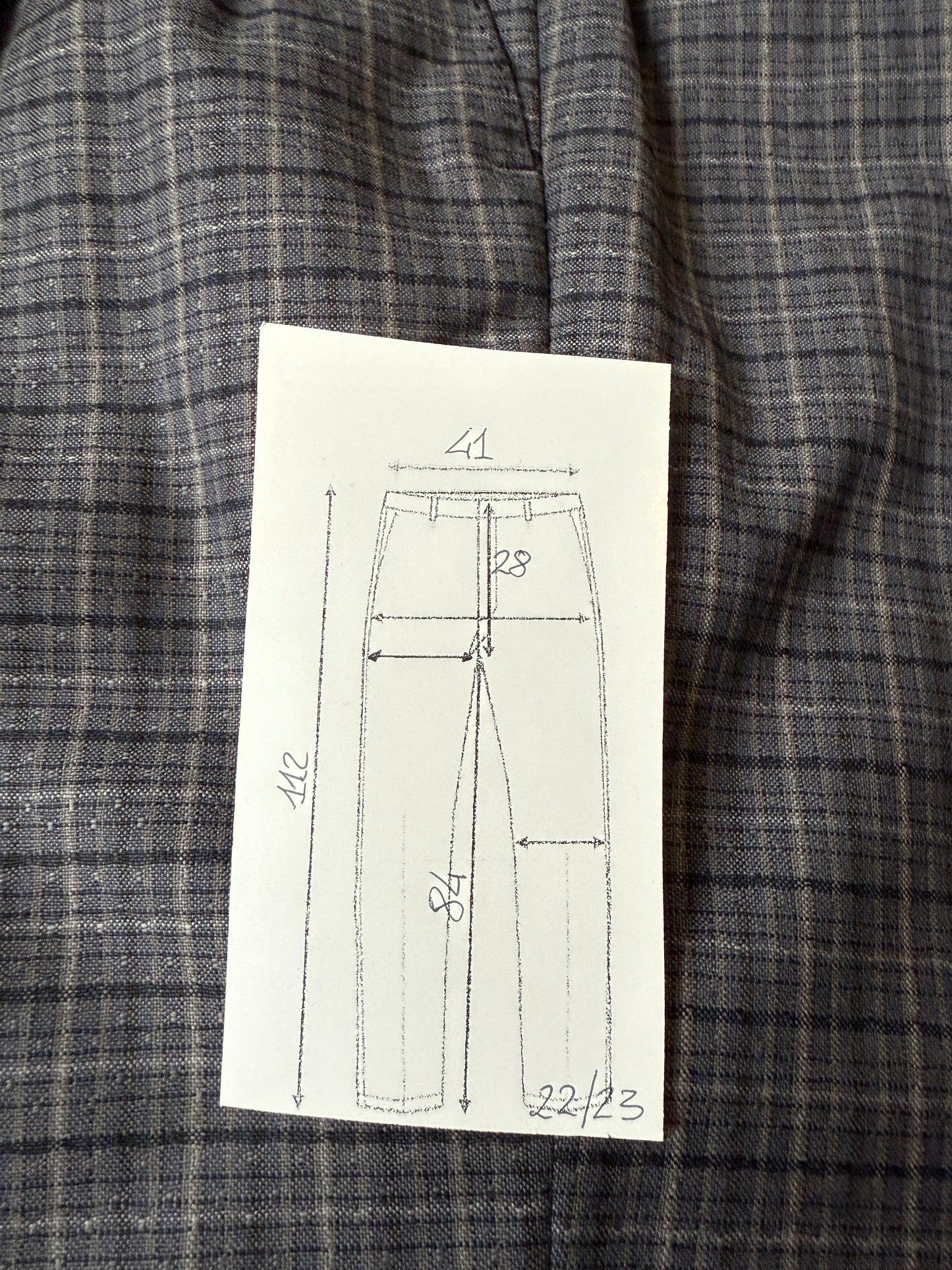 Pantalone in fresco lana anni '70/'80 a quadri blu (NOS) - tg. 46