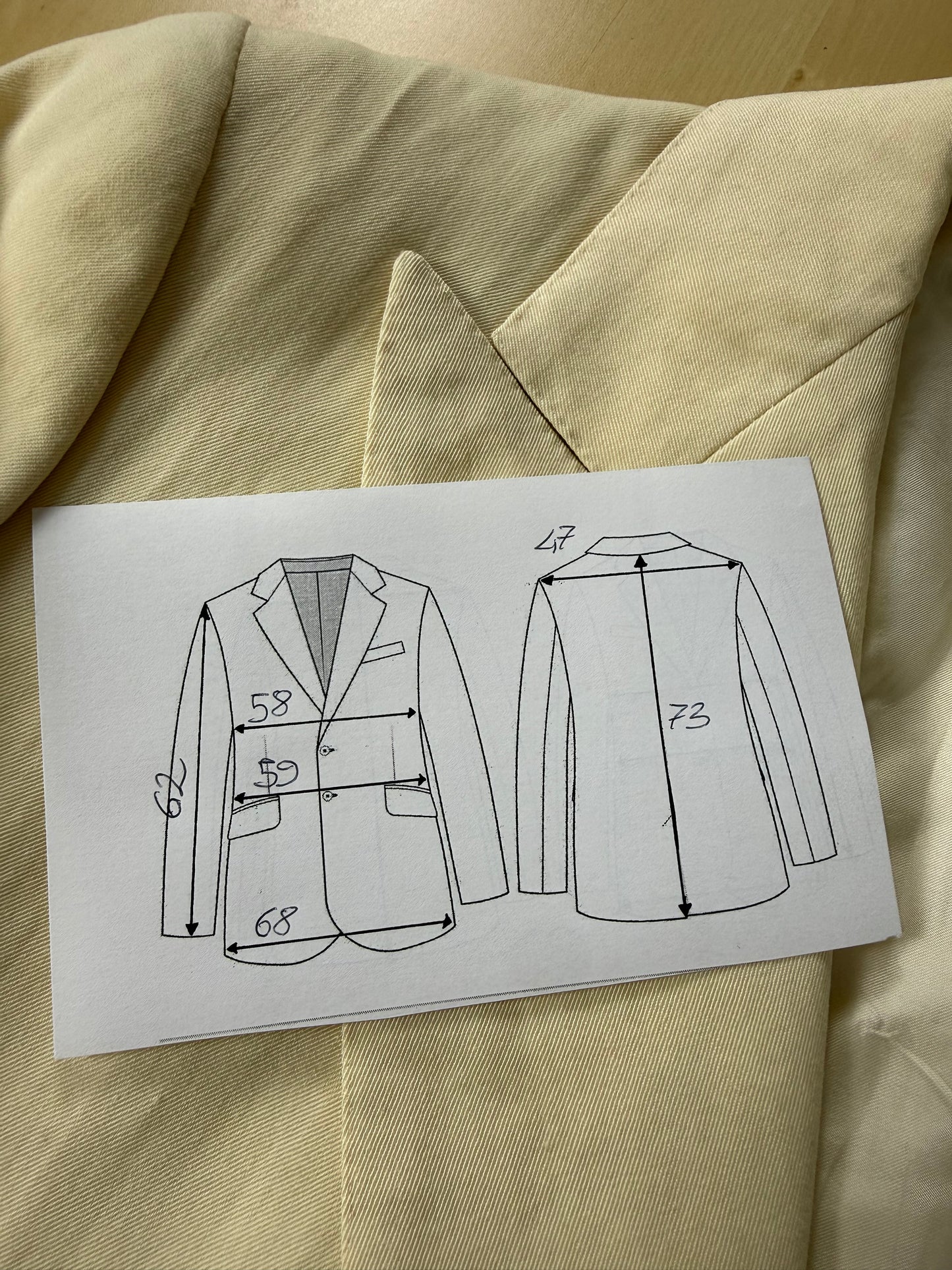 Giacca sartoriale twill bianco panna anni '60/'70 - tg. 52/54 drop basso