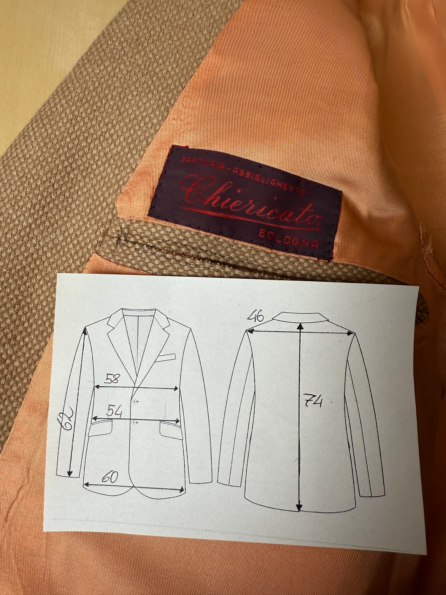 Giacca anni ‘60 sartoriale occhio di pernice color cammello - tg. 50/52