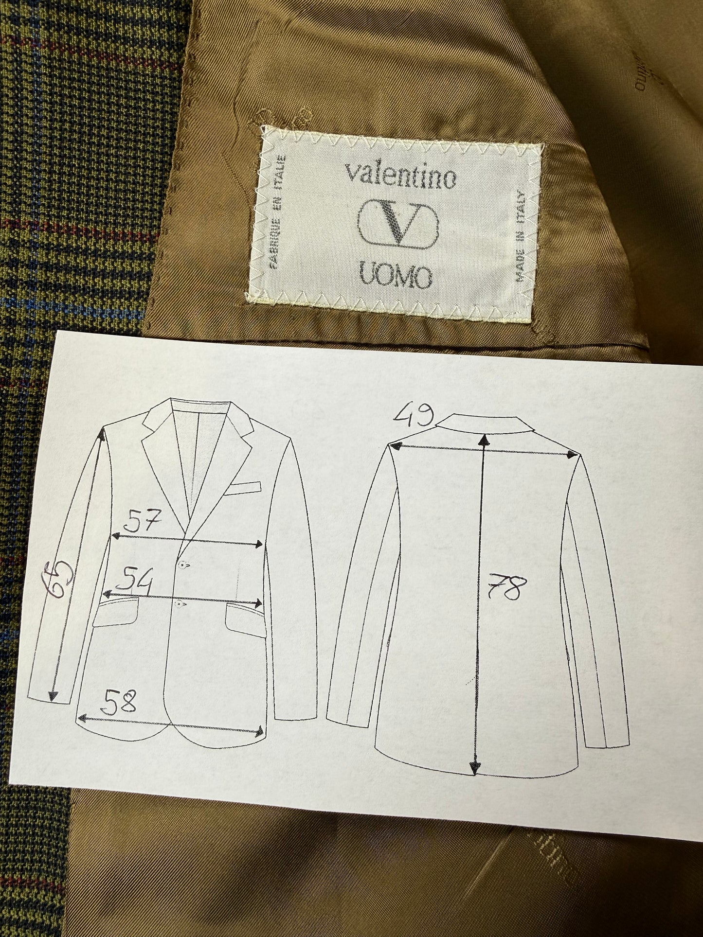 Giacca Valentino anni ‘80 hopsack principe di Galles verde - tg. 50/52