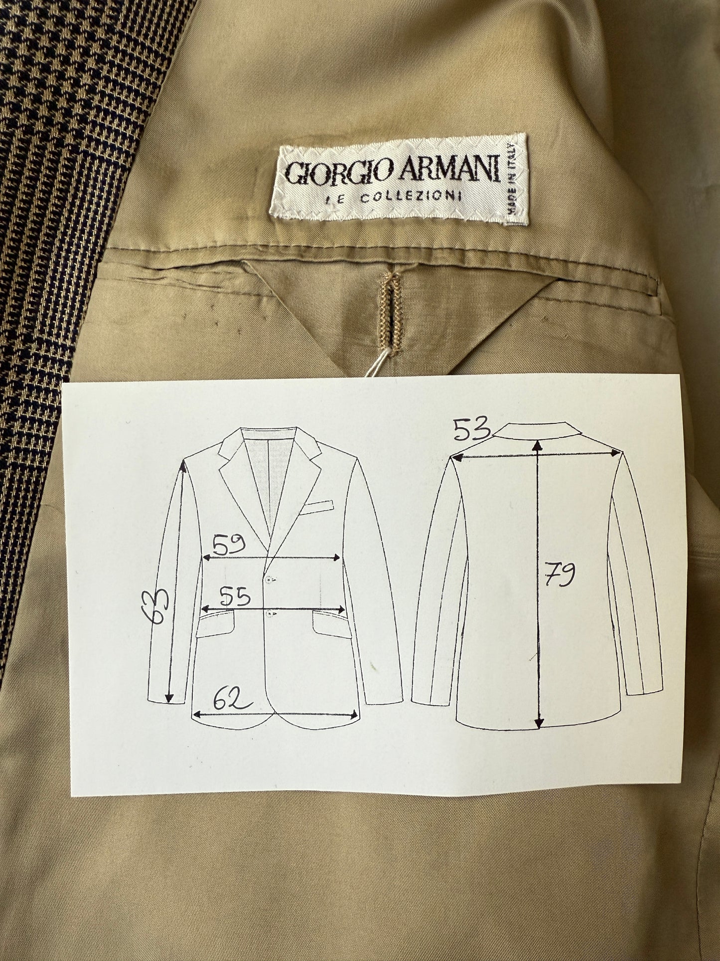 Giacca Armani anni '80 principe di Galles grigio e blu - tg. 52/54