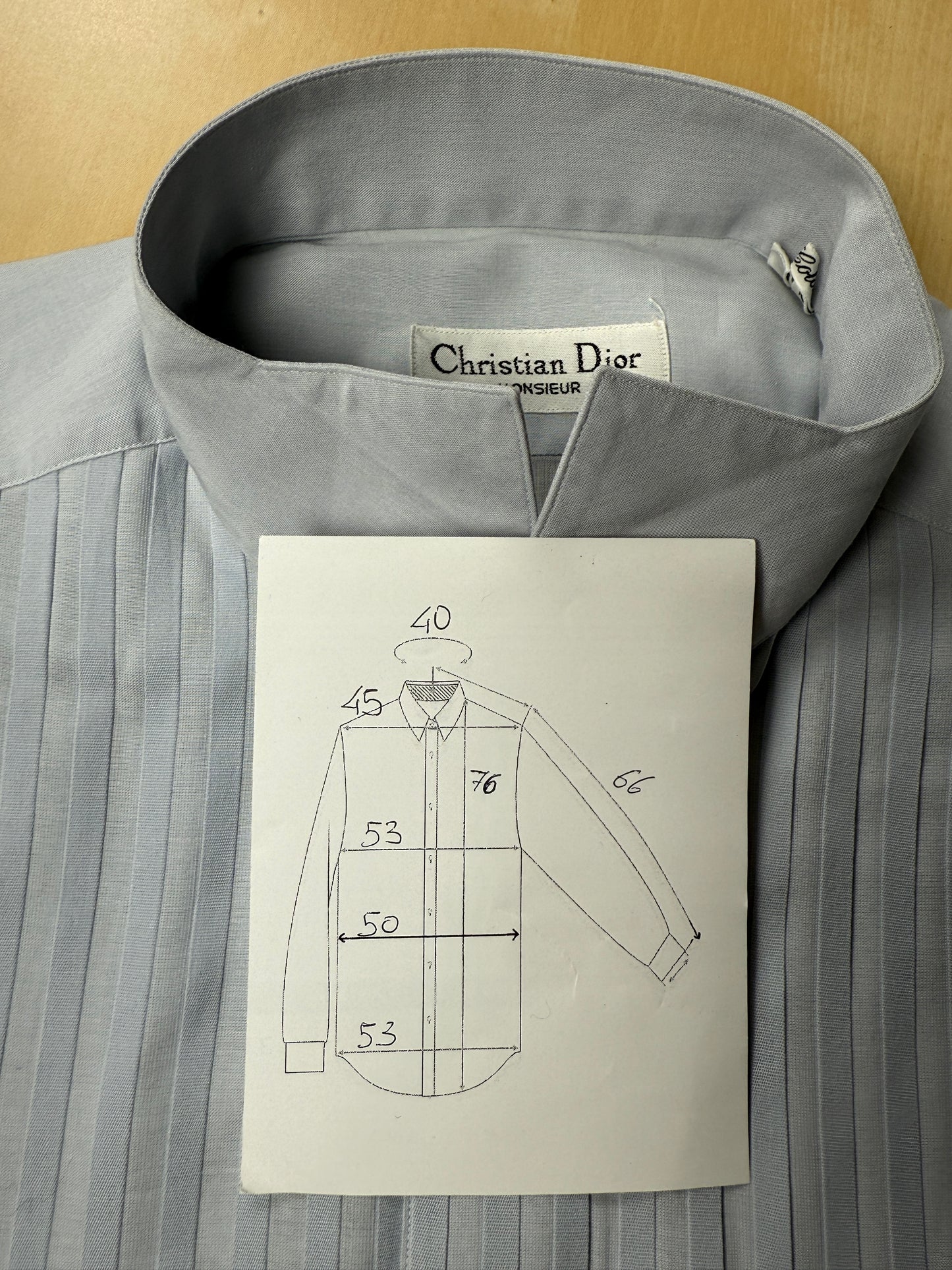 Camicia da smoking Dior Monsieur vintage azzurra - tg. S collo 40