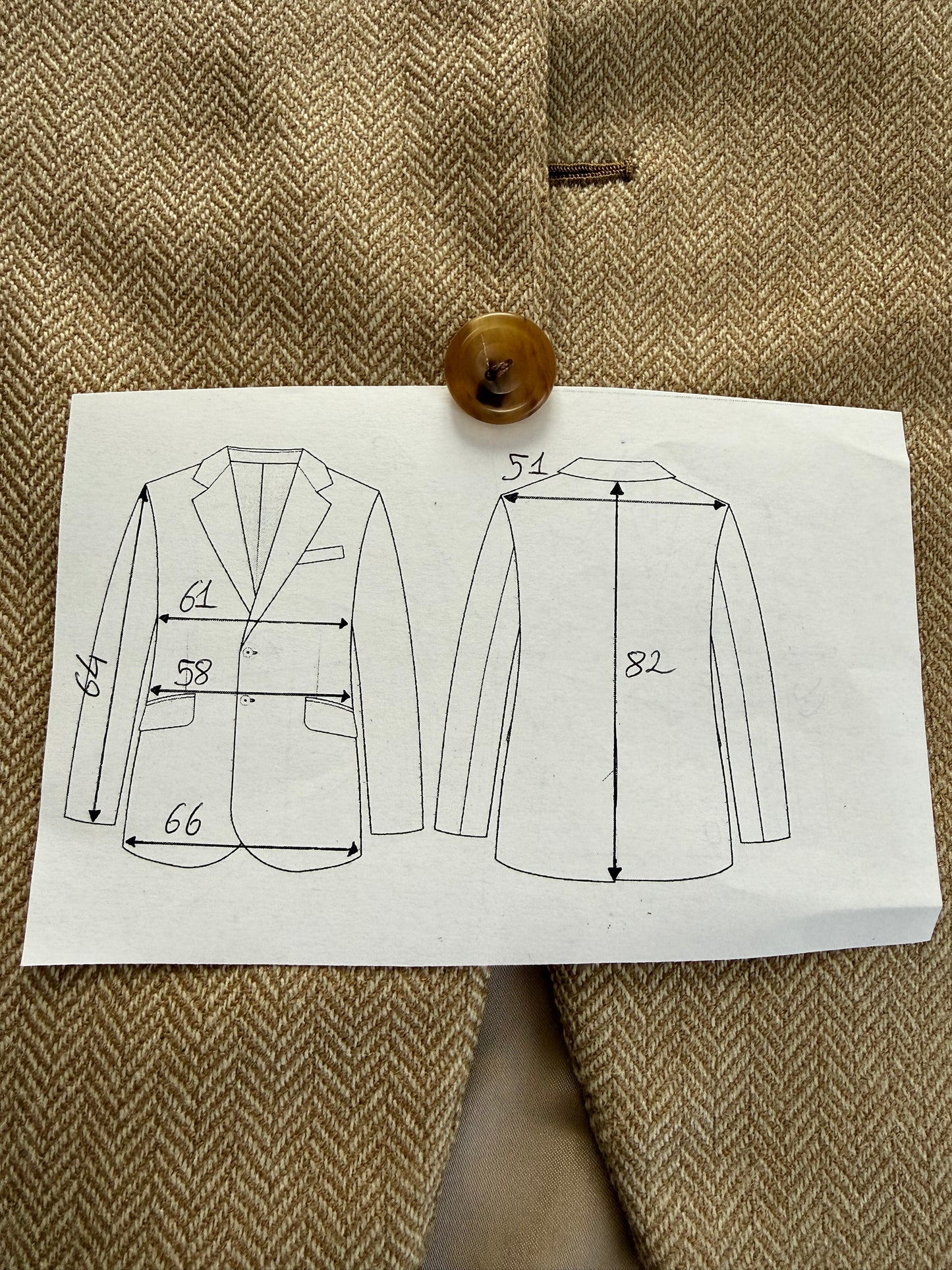 Giacca sartoriale herringbone lana e cashmere beige - tg. 54/56