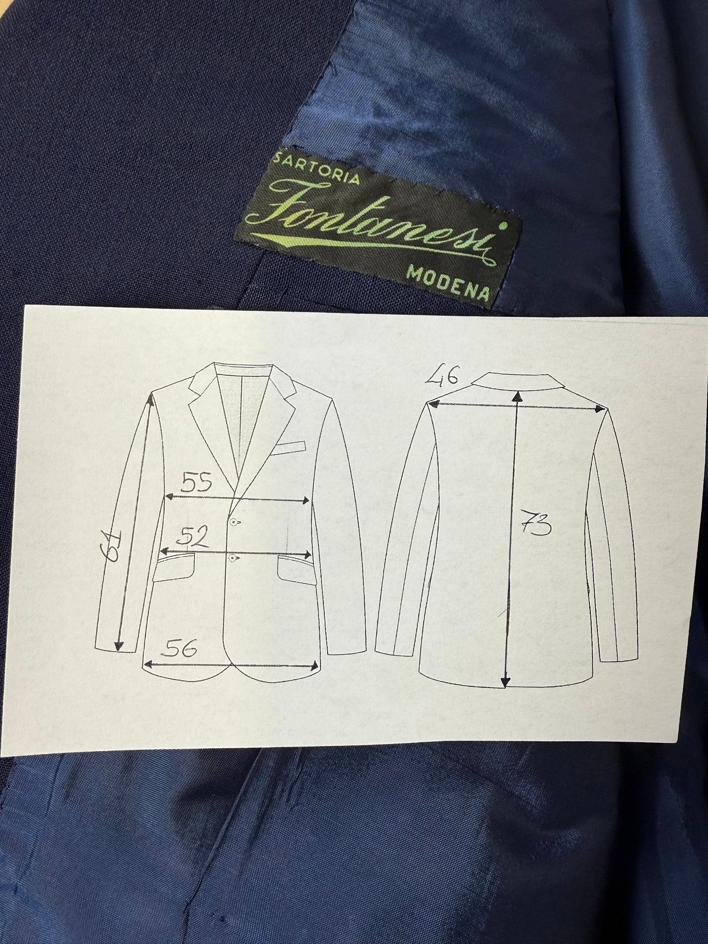 Giacca sartoriale anni ‘50/‘60 tela di lana blu - tg. 48/50 corta