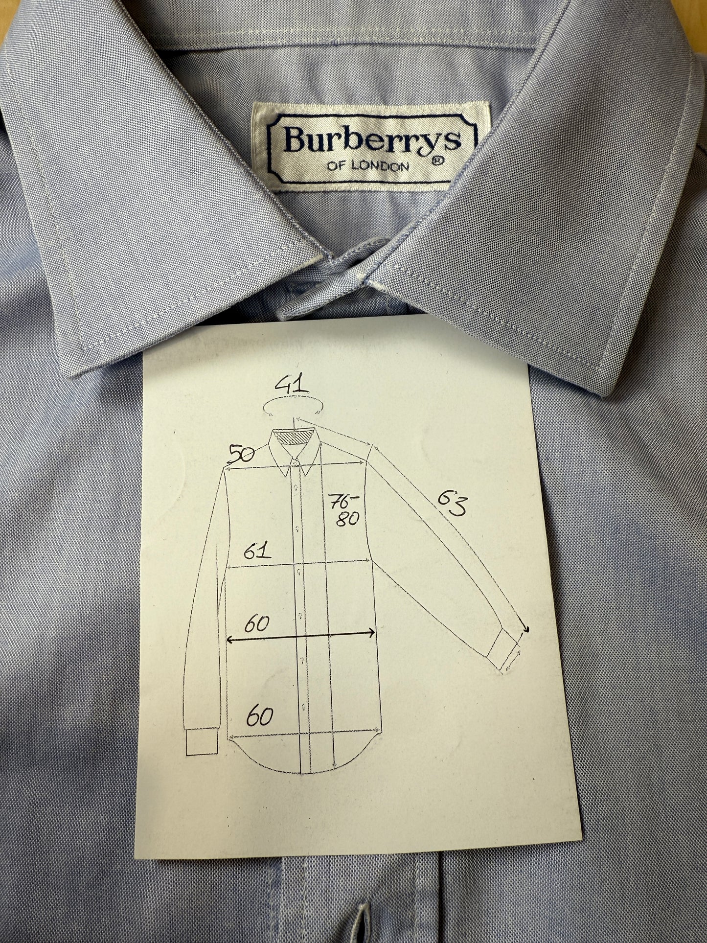 Camicia Burberrys anni ‘90 azzurra in Oxford leggero - tg. L collo 41