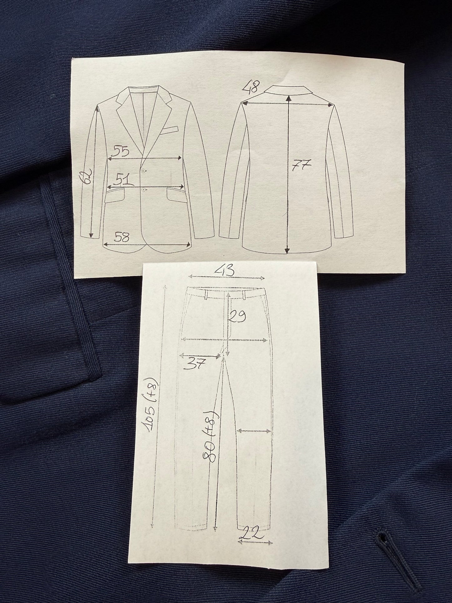 Completo anni ‘60 twill pettinato blu - tg. 48/50