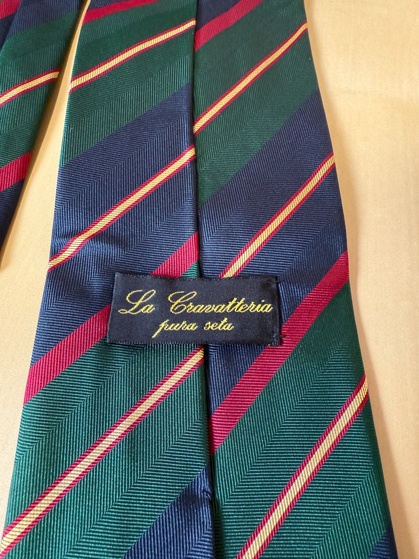 Cravatta regimental verde rosso navy