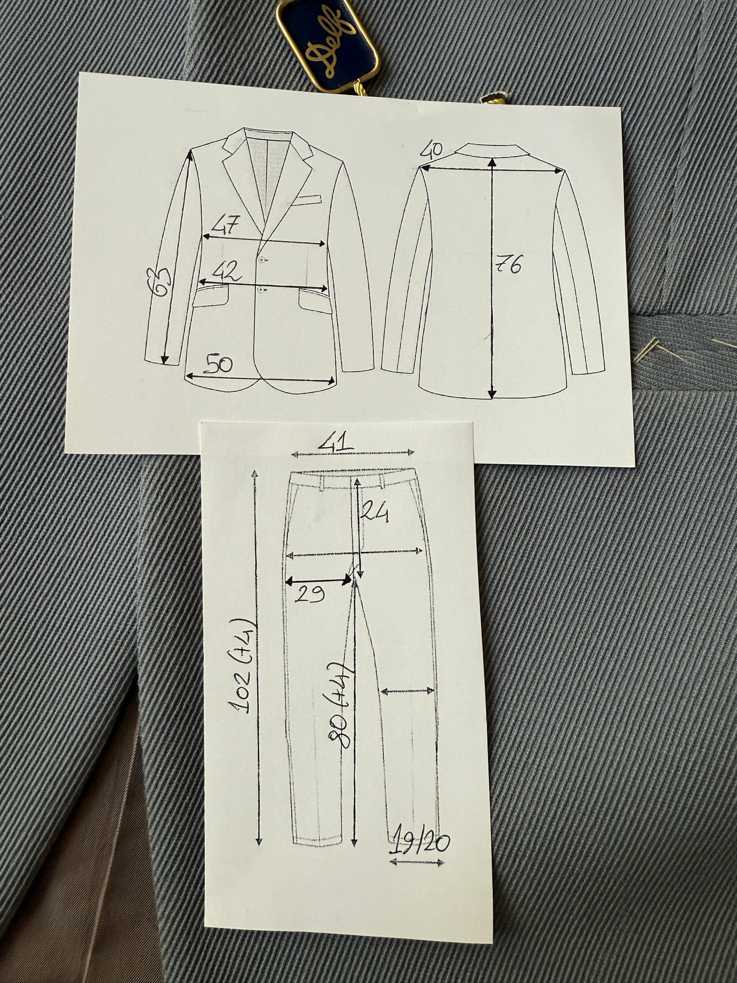 Completo anni ‘60/‘70 in twill a costa spessa carta da zucchero (NOS) - tg. 44