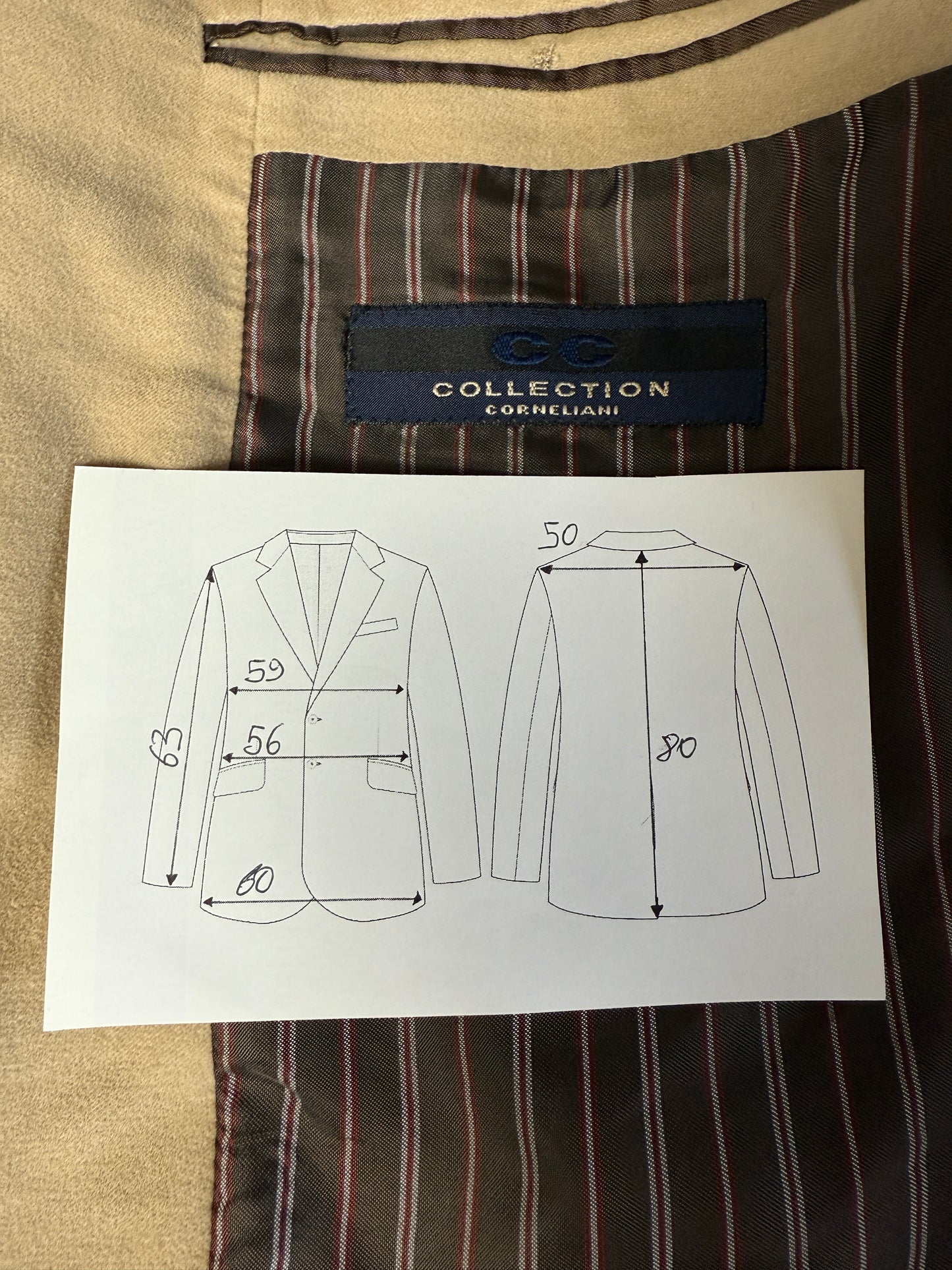 Giacca Corneliani in velluto liscio beige - tg. 54