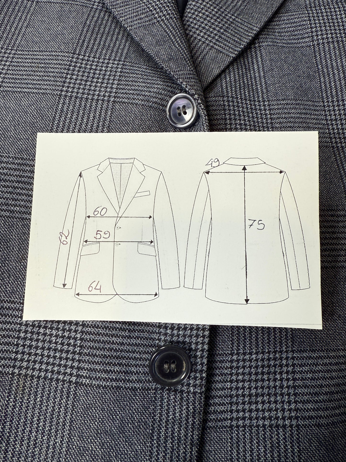 Giacca + panciotto sartoriali anni ‘70 principe di Galles - tg. 54 drop basso