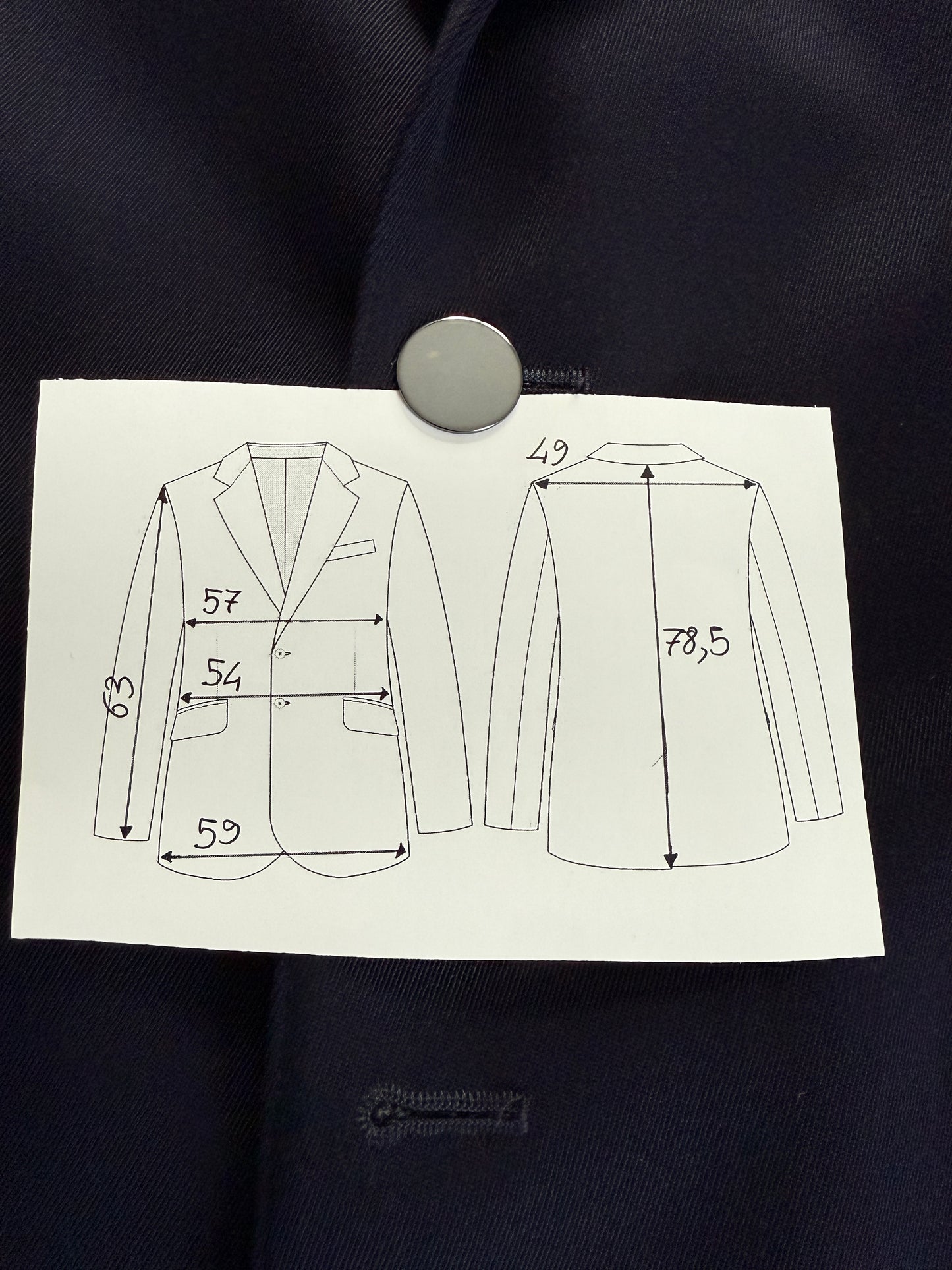 Blazer anni ‘70 in twill pettinato navy - tg. 50/52