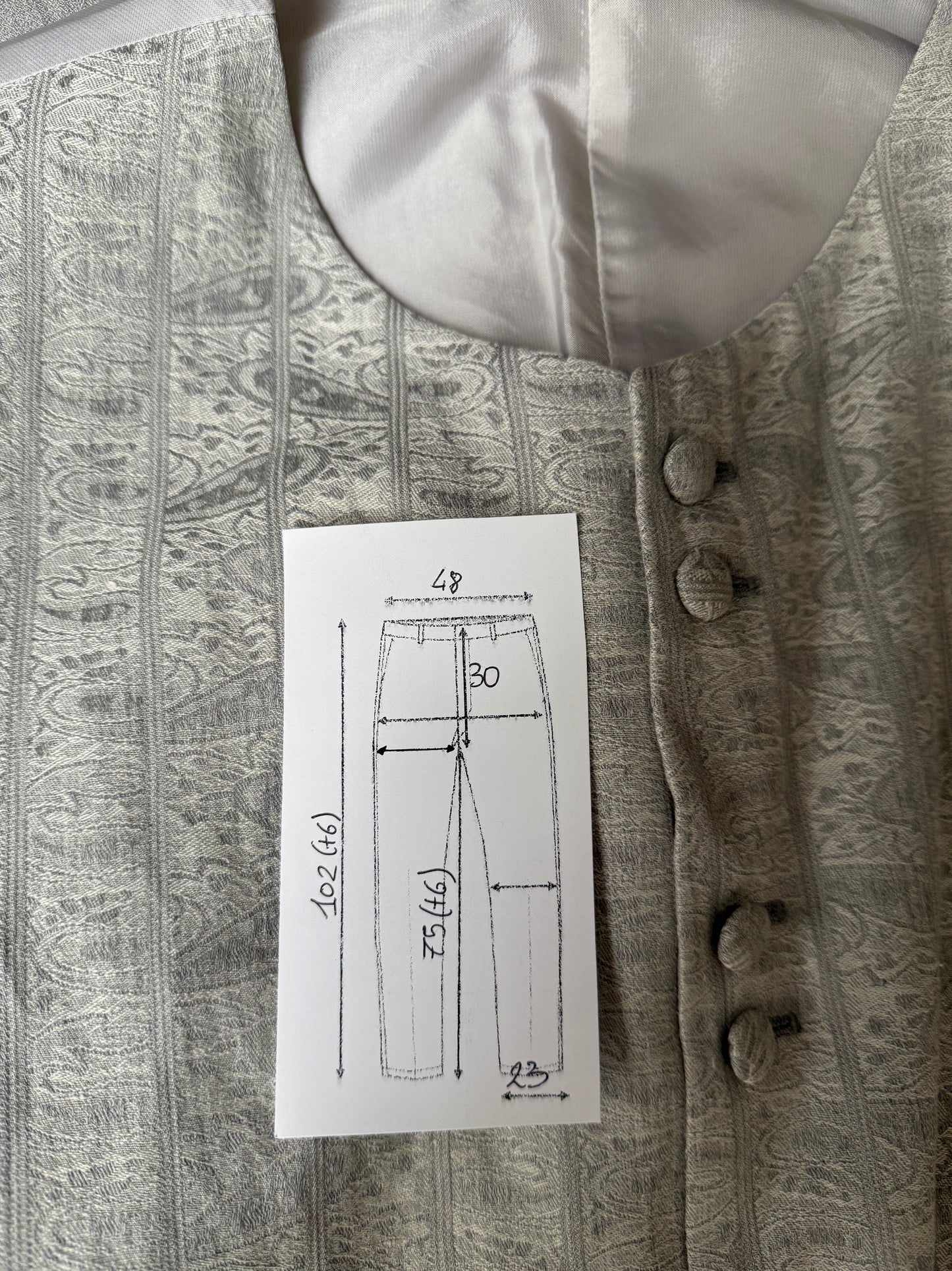 Panciotto damascato con pantalone abbinato in seta e lino - tg. 54