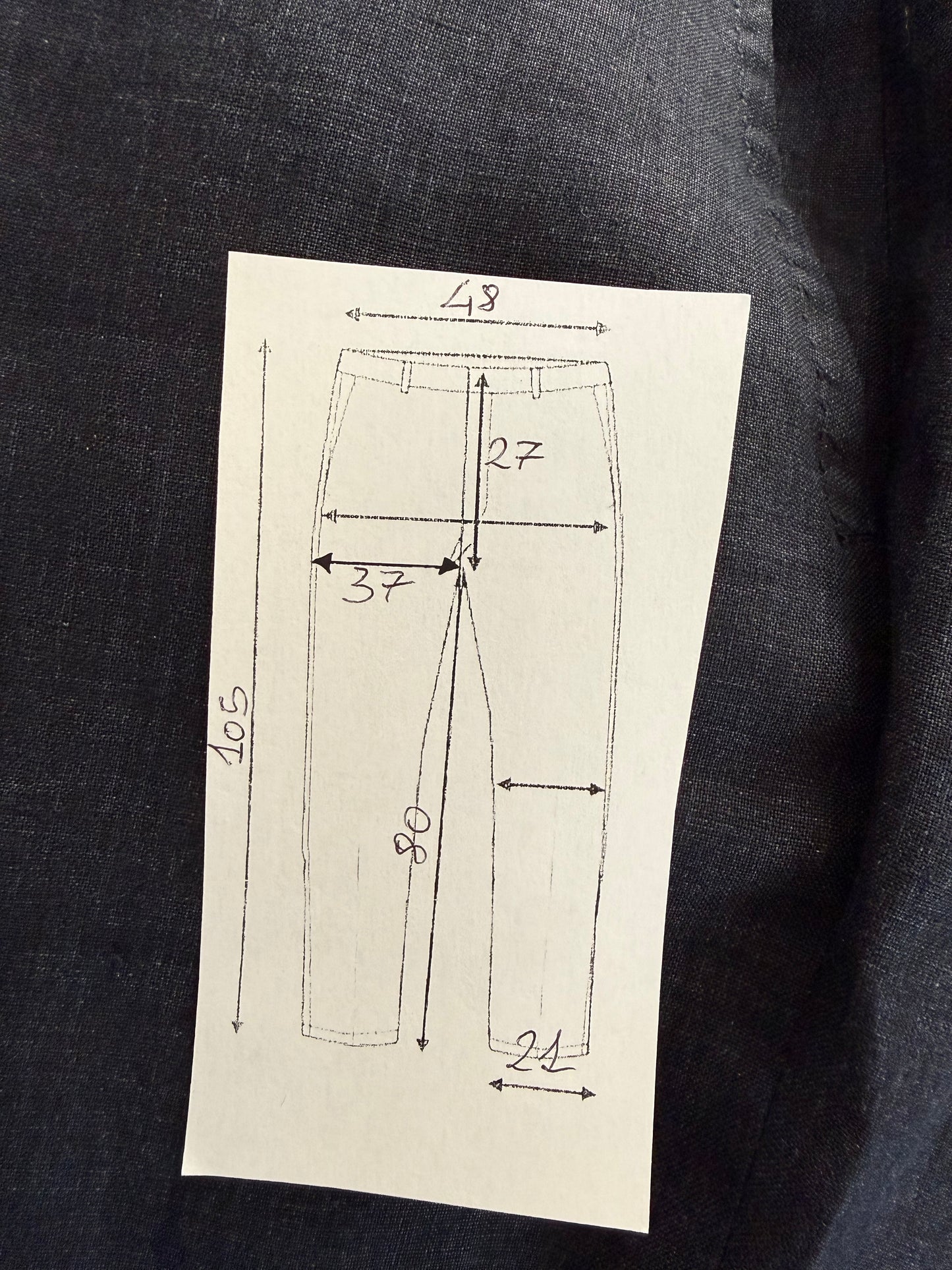 Pantaloni Isaia lino blu effetto chambray - tg. 52