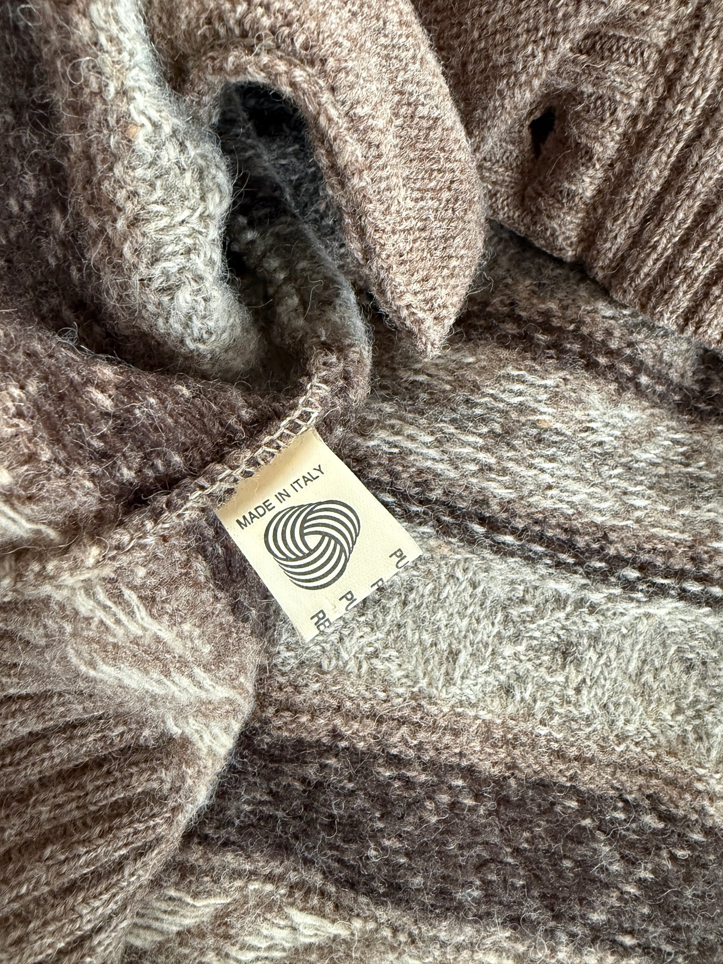 Cardigan anni ‘80 in lana Shetland fantasia geometrica - L