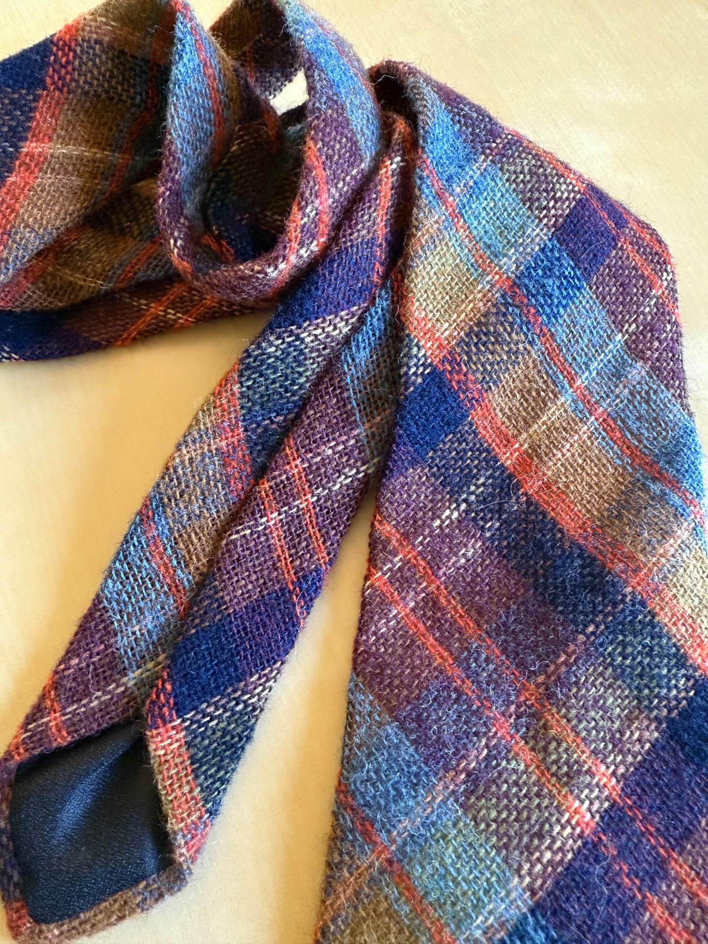 Cravatta anni ‘60 in lana tartan multicolore