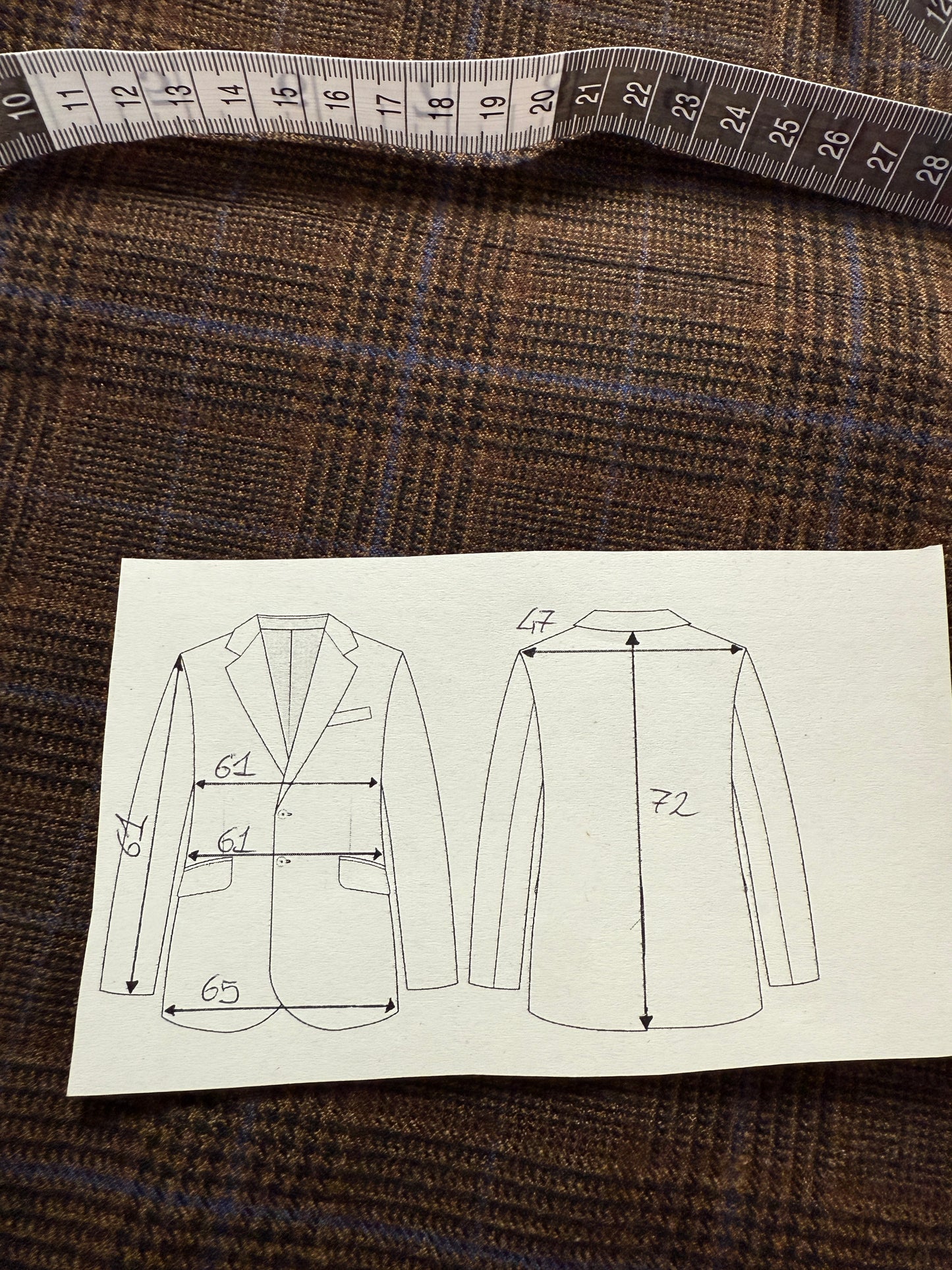 Giacca Cantarelli principe Galles marrone lana e cashmere - tg. 56 drop basso