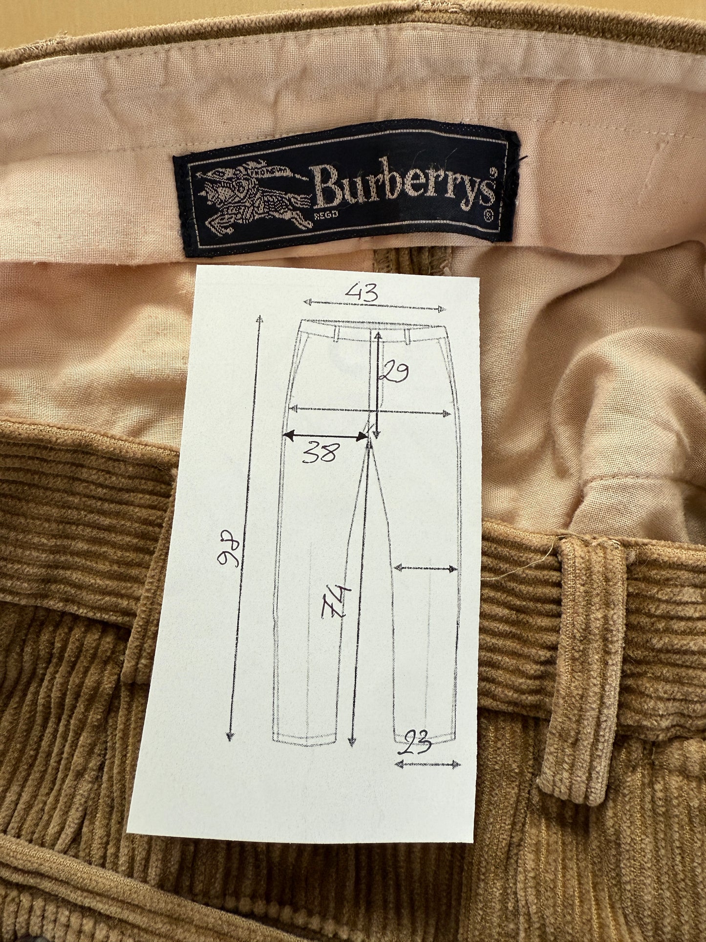 Pantaloni Burberrys velluto a coste beige - tg. 48/50