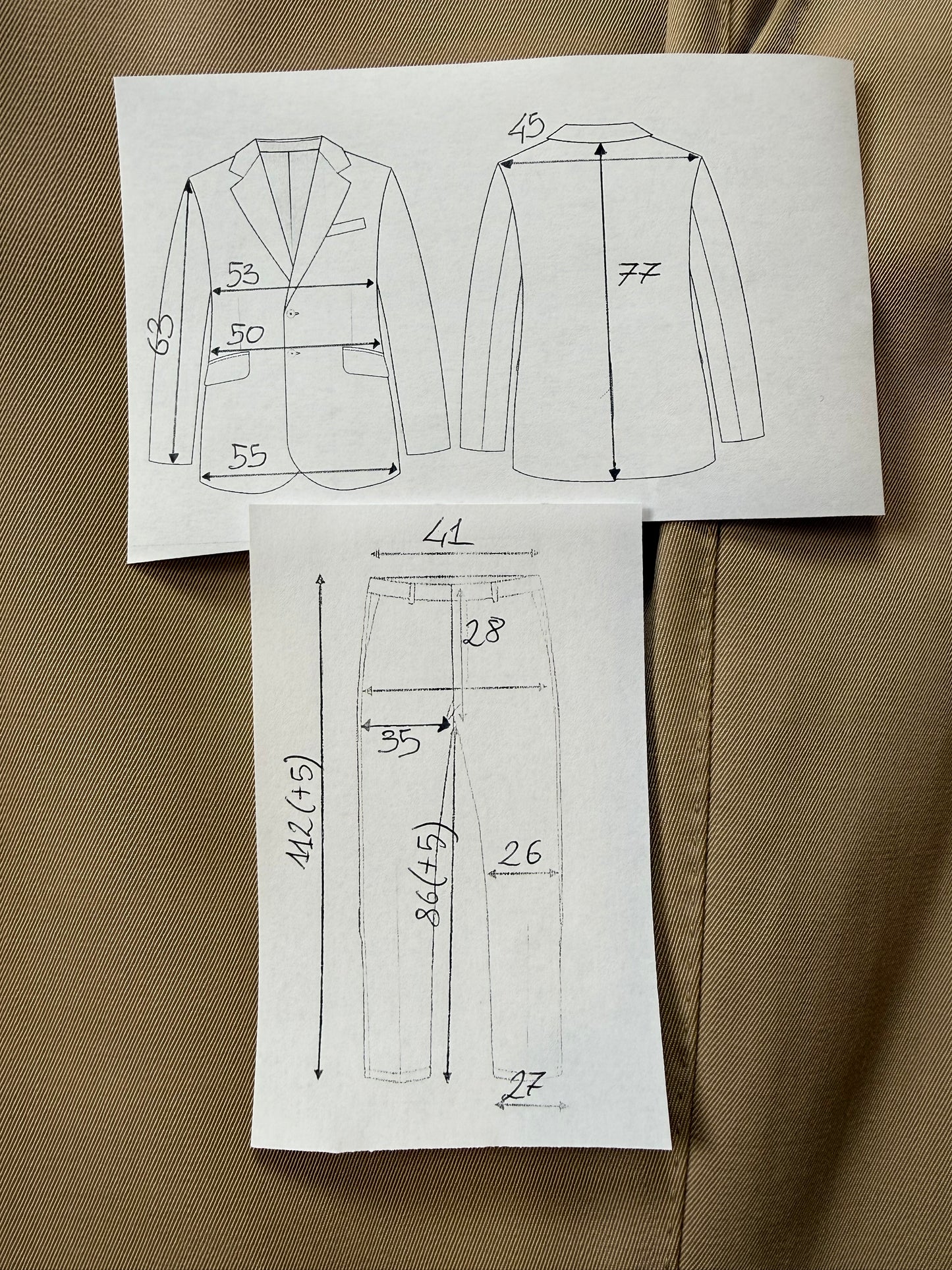 Completo anni ‘70 twill pettinato beige - tg. 46/48