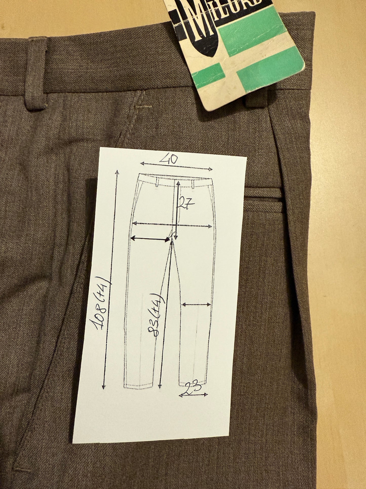 Pantalone anni ‘80 fresco lana marrone (NOS) - tg. 46