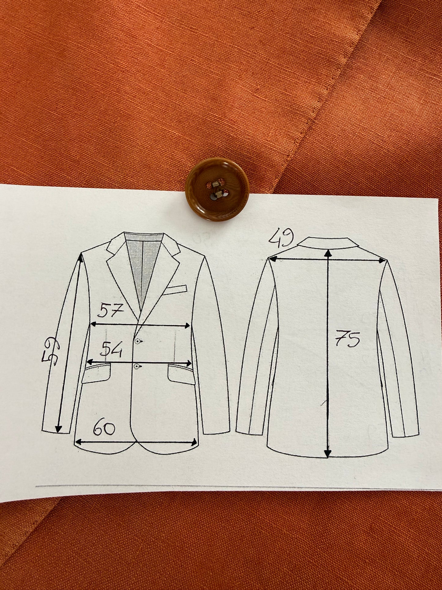 Giacca sartoriale D. Caraceni-Campagna lino irlandese arancio - tg. 50/52