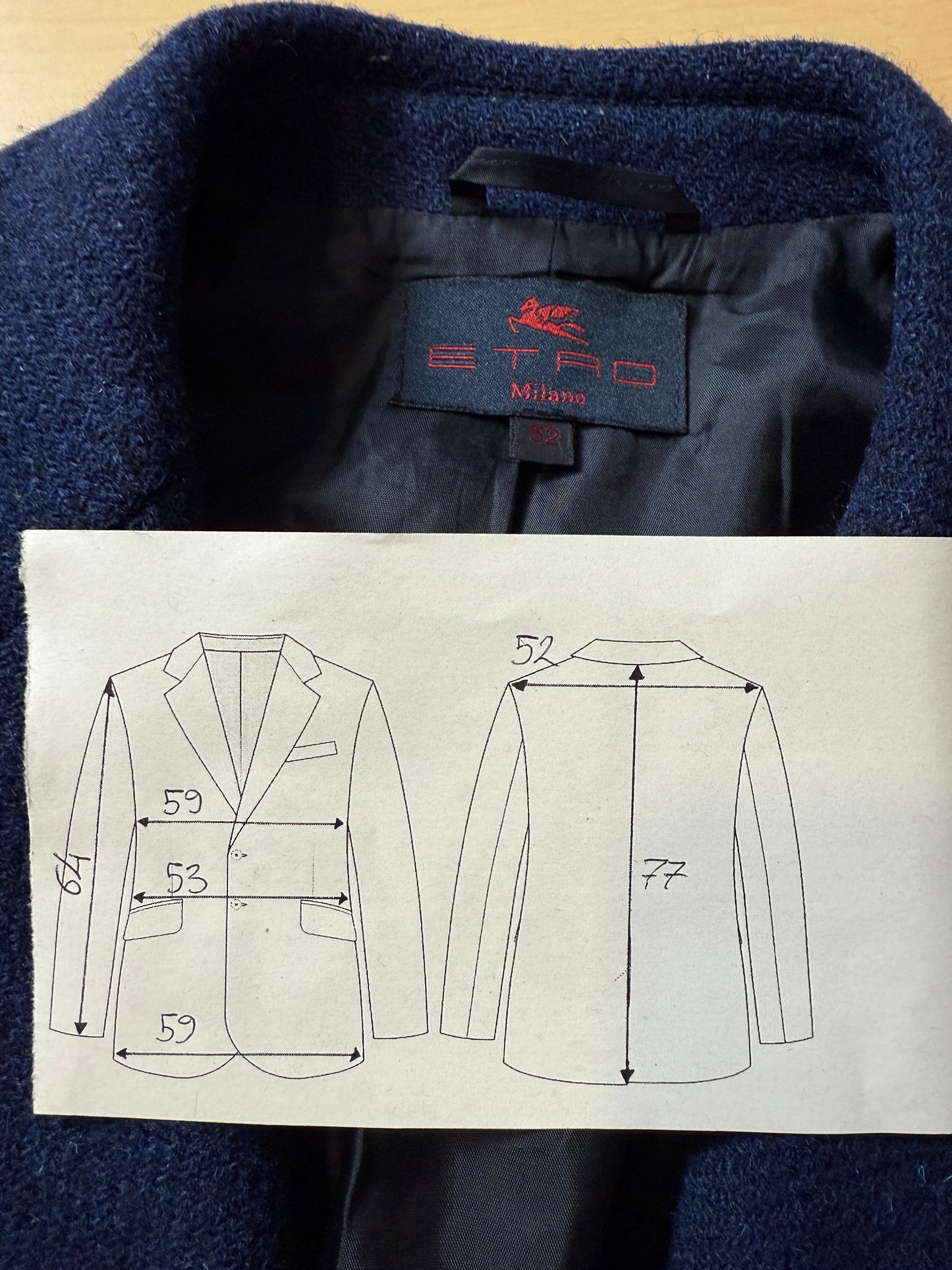 Giacca Etro tweed blu china - tg. 52