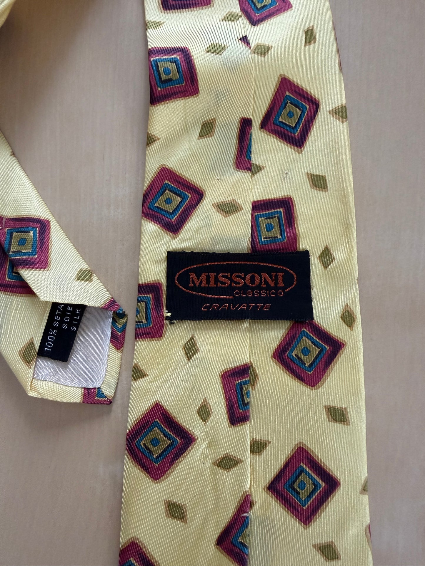 Cravatta Missoni vintage fantasia geometrica