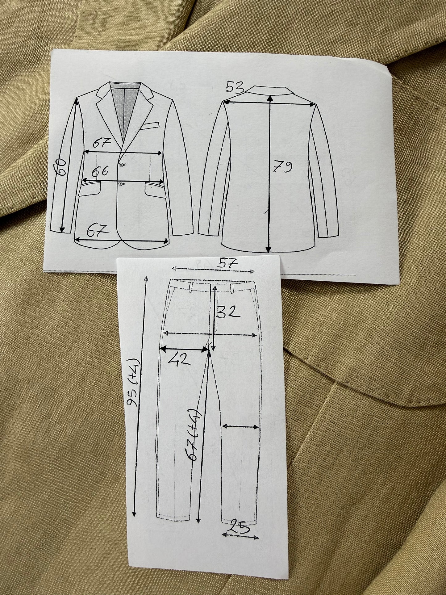 Completo sartoriale A. Graneri lino beige - tg. 60/62