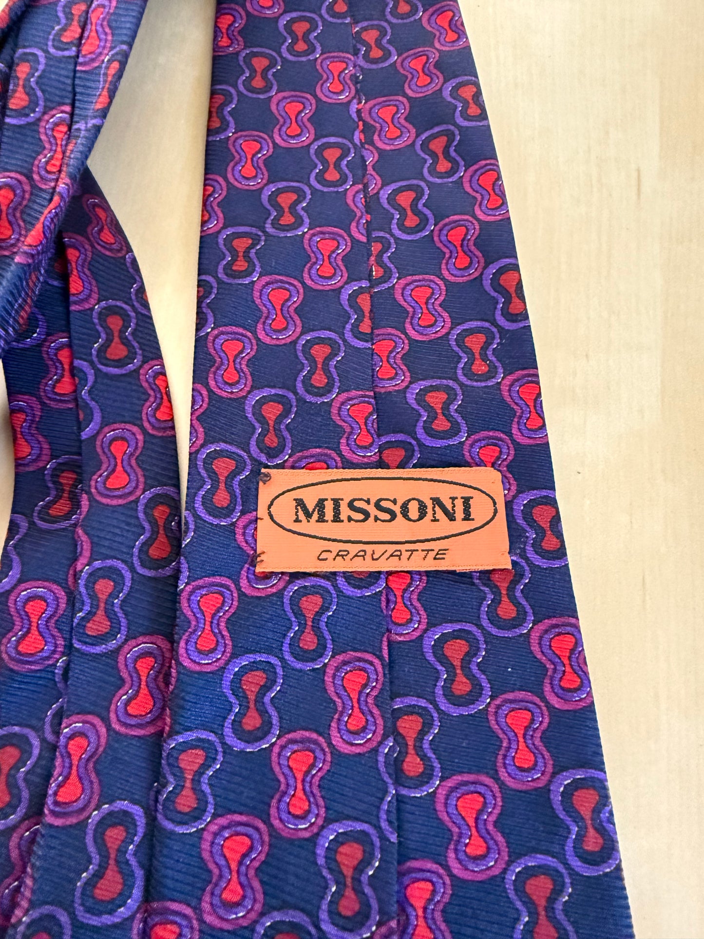 Cravatta Missoni fantasia lombata viola rosso blu