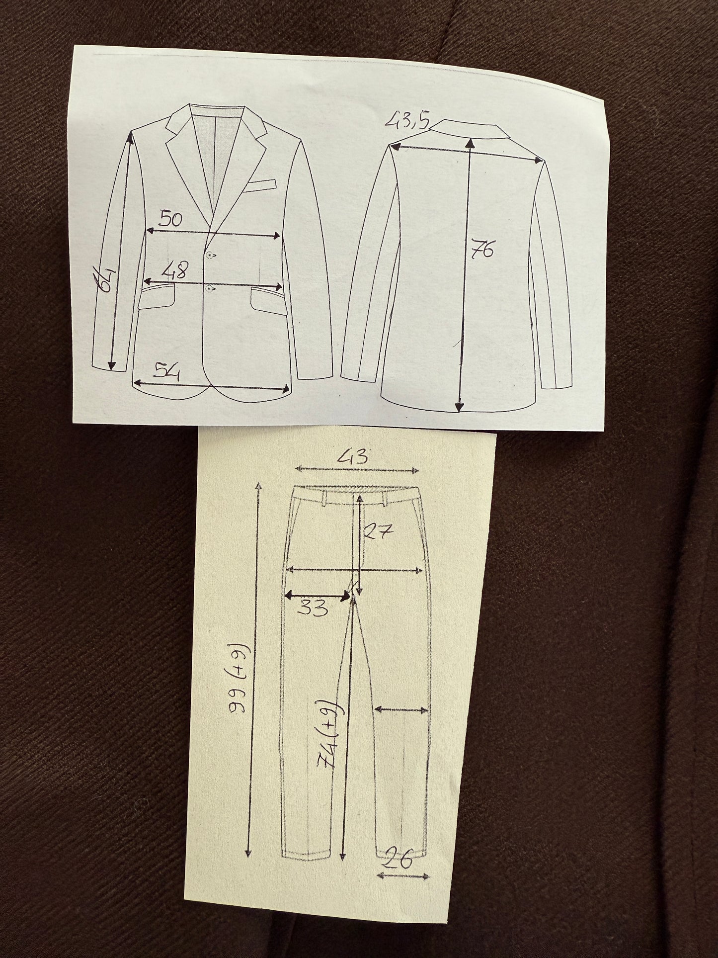 Completo anni ‘70 cavalry twill marrone - tg. 44/46