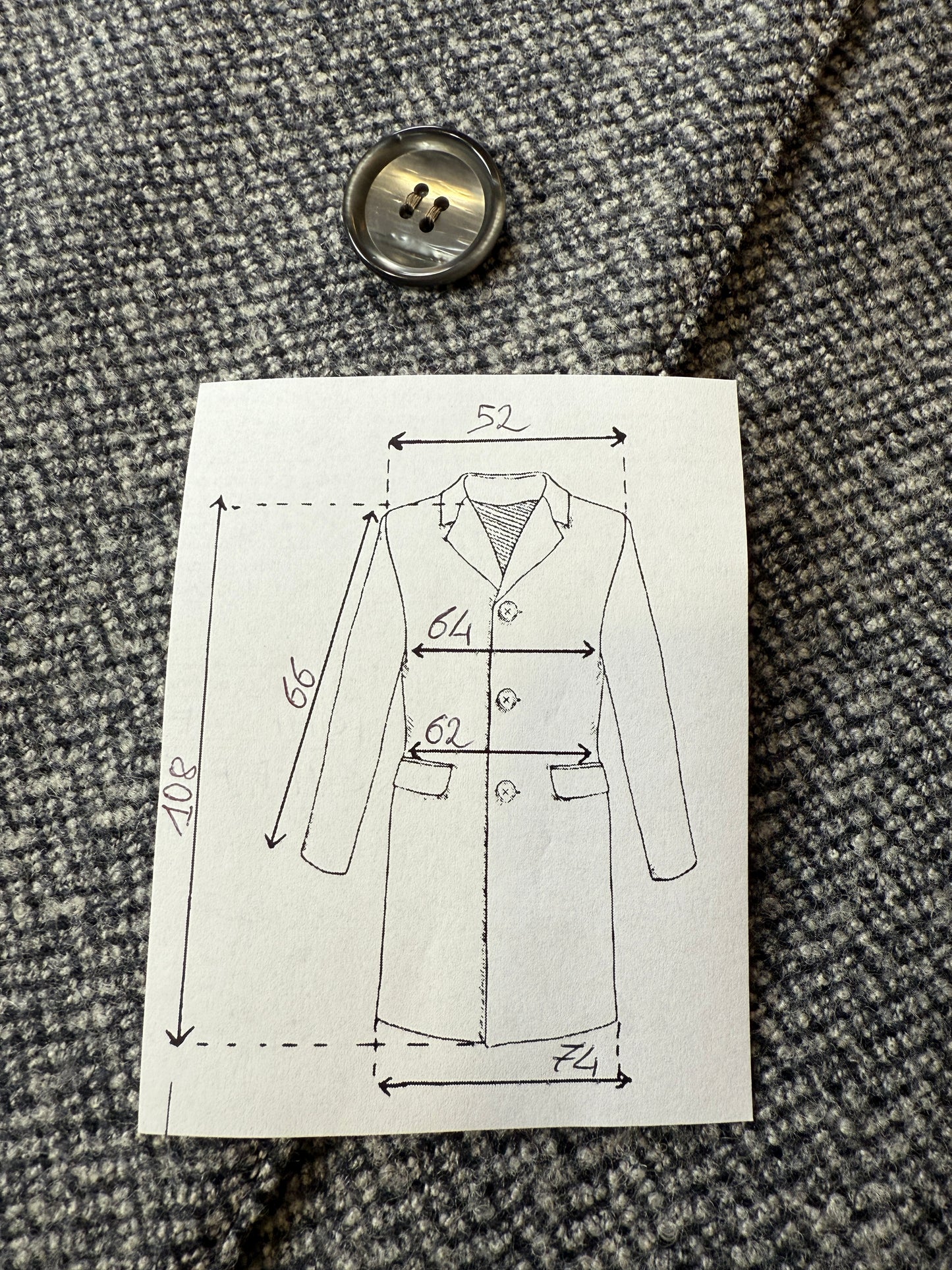 Cappotto anni ‘60/‘70 tweed spigato/chevron - tg. 52-54