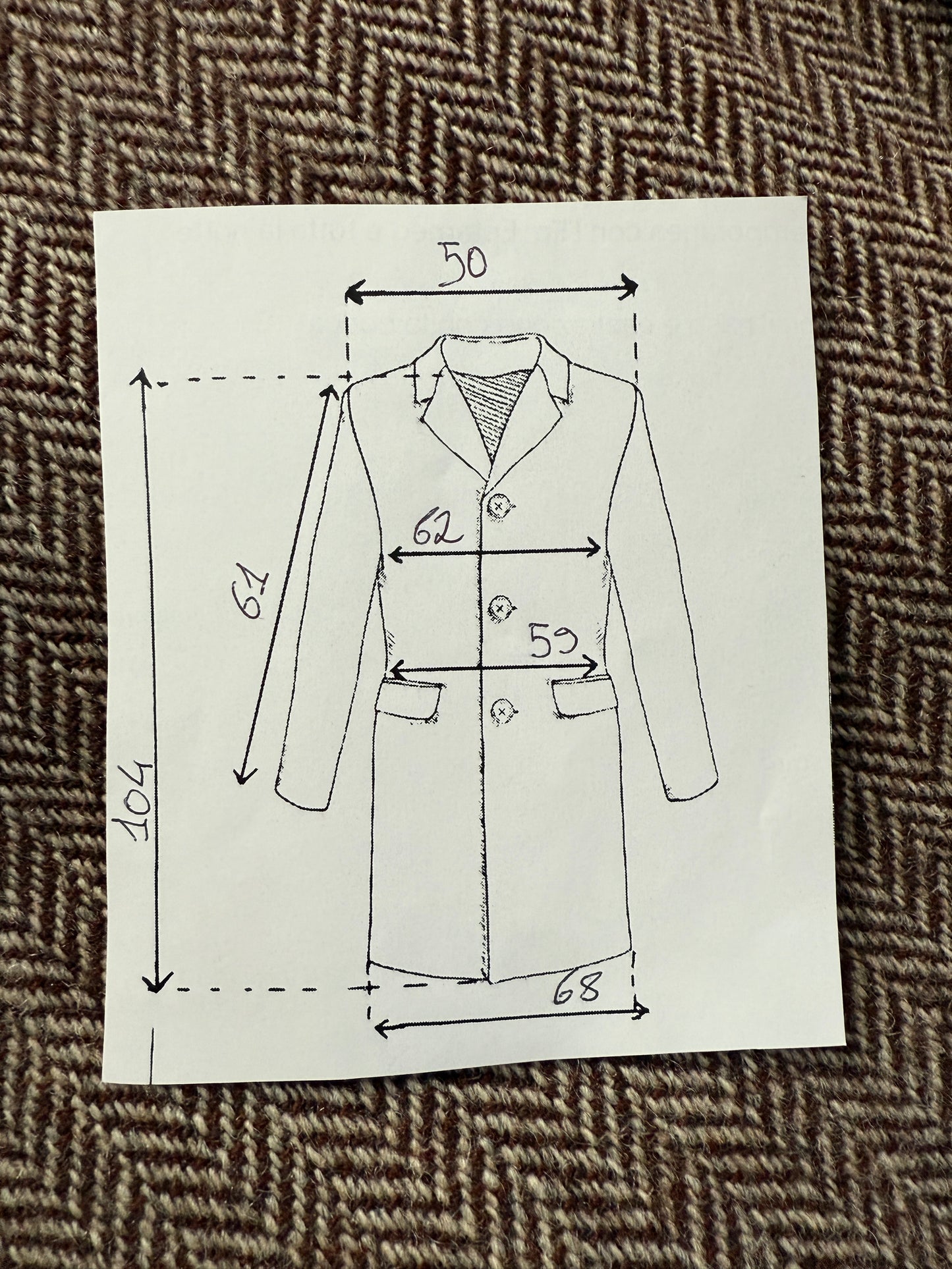 Cappotto in tweed marrone spigato - tg. 50-54