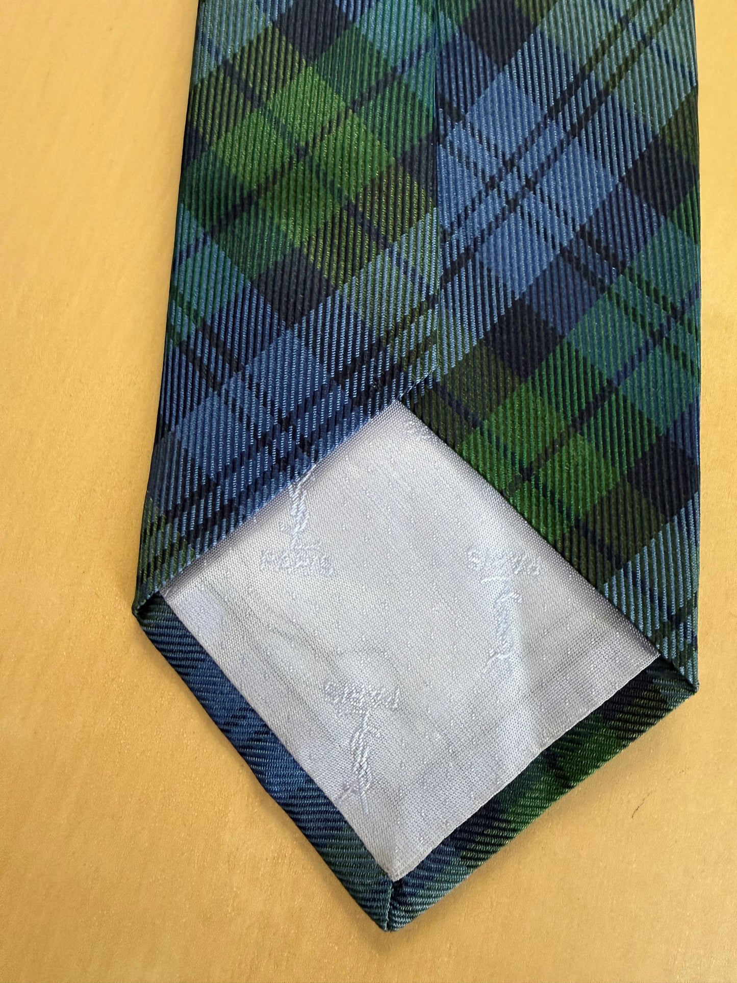 Cravatta Yves Saint Laurent vintage tartan blu e verde