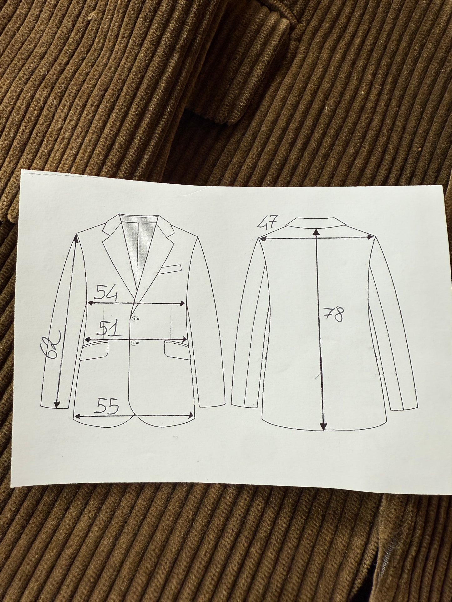 Giacca anni ‘80 in velluto a coste verde-marrone - tg. 48