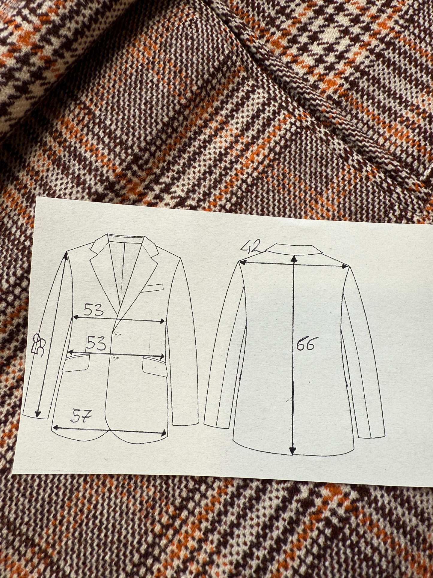 Giacca sartoriale anni ‘70 tweed principe di Galles - tg. 48 corta