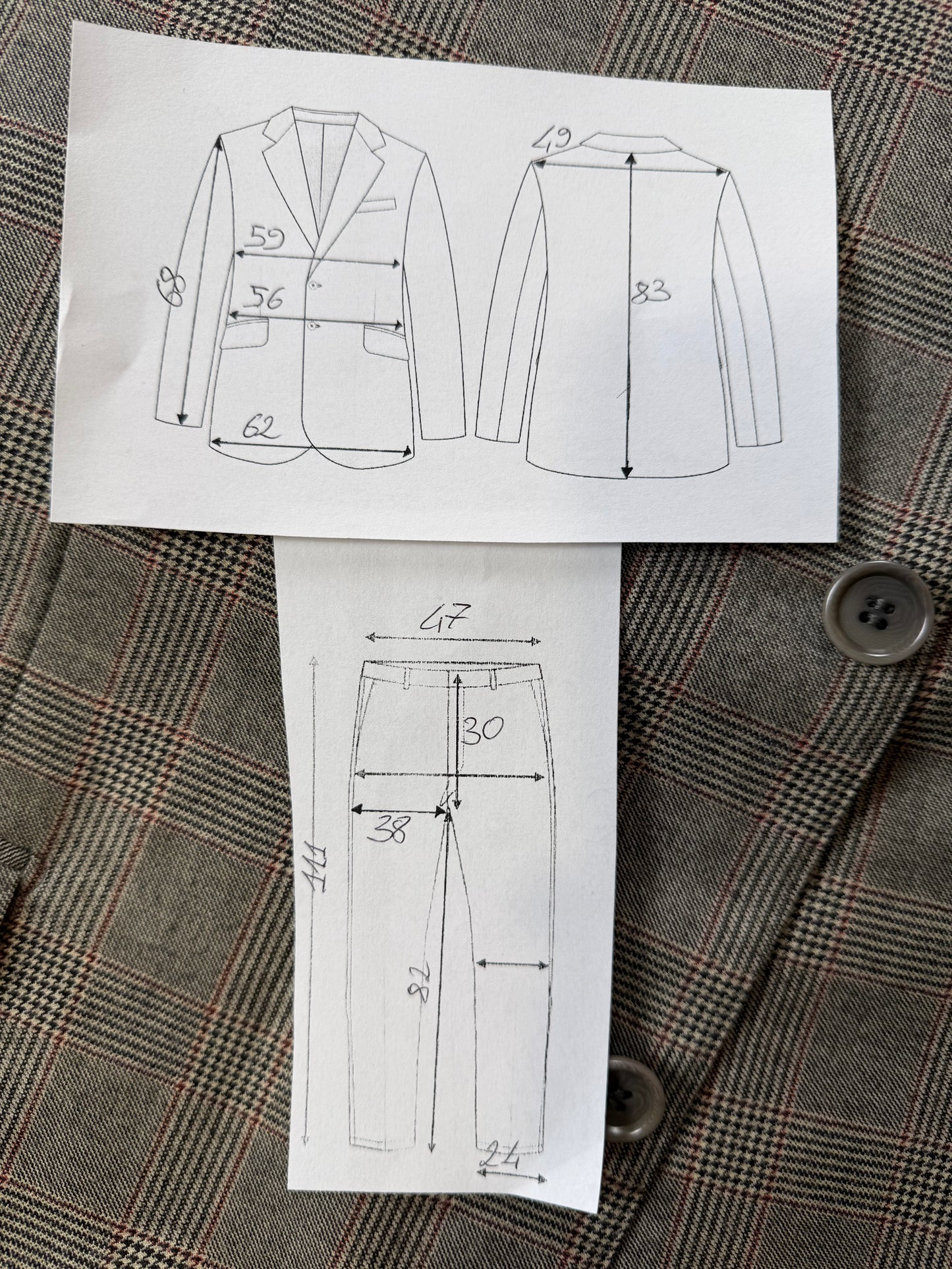 Completo Pierre Cardin principe di Galles flanella leggera - tg. 54