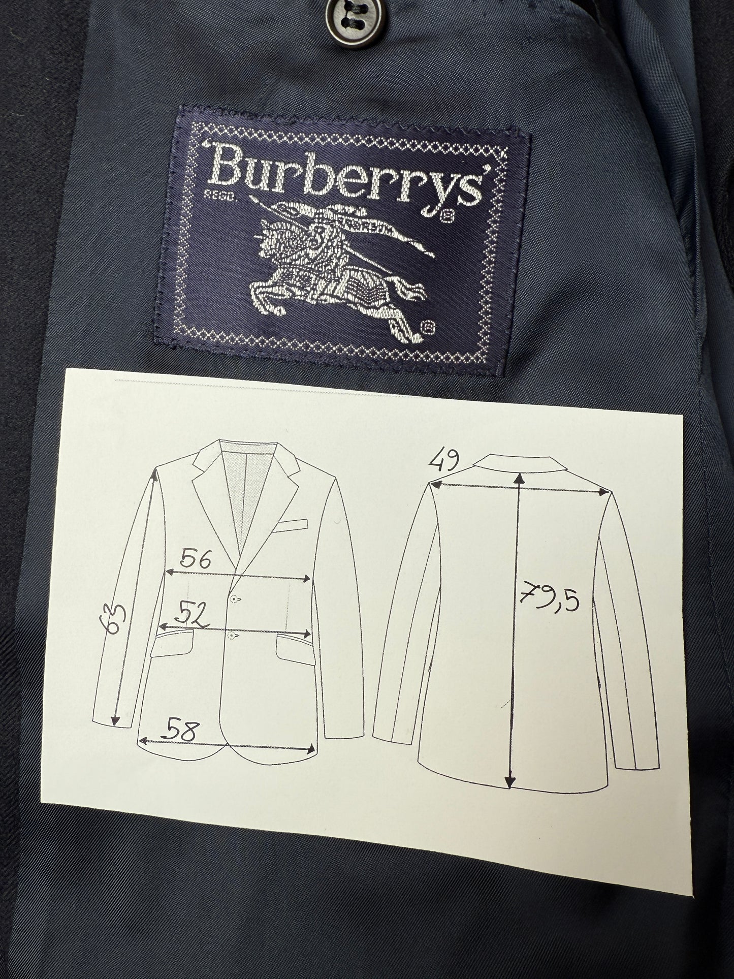 Giacca Burberrys anni ‘90 in flanella blu navy - tg. 50/52