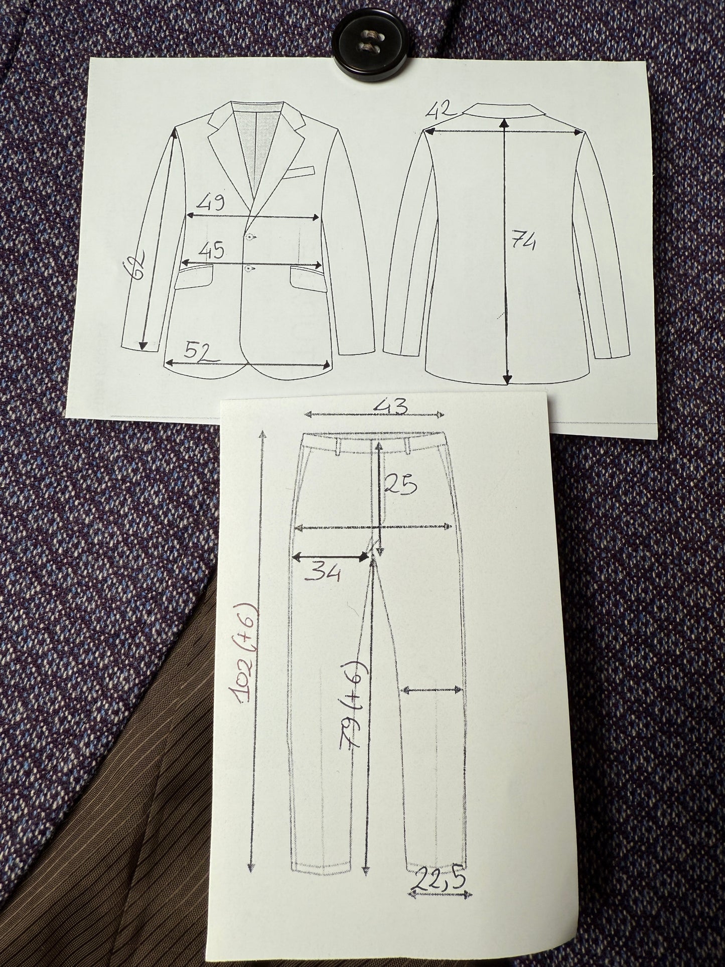 Completo anni ‘70 viola optical - tg. 44