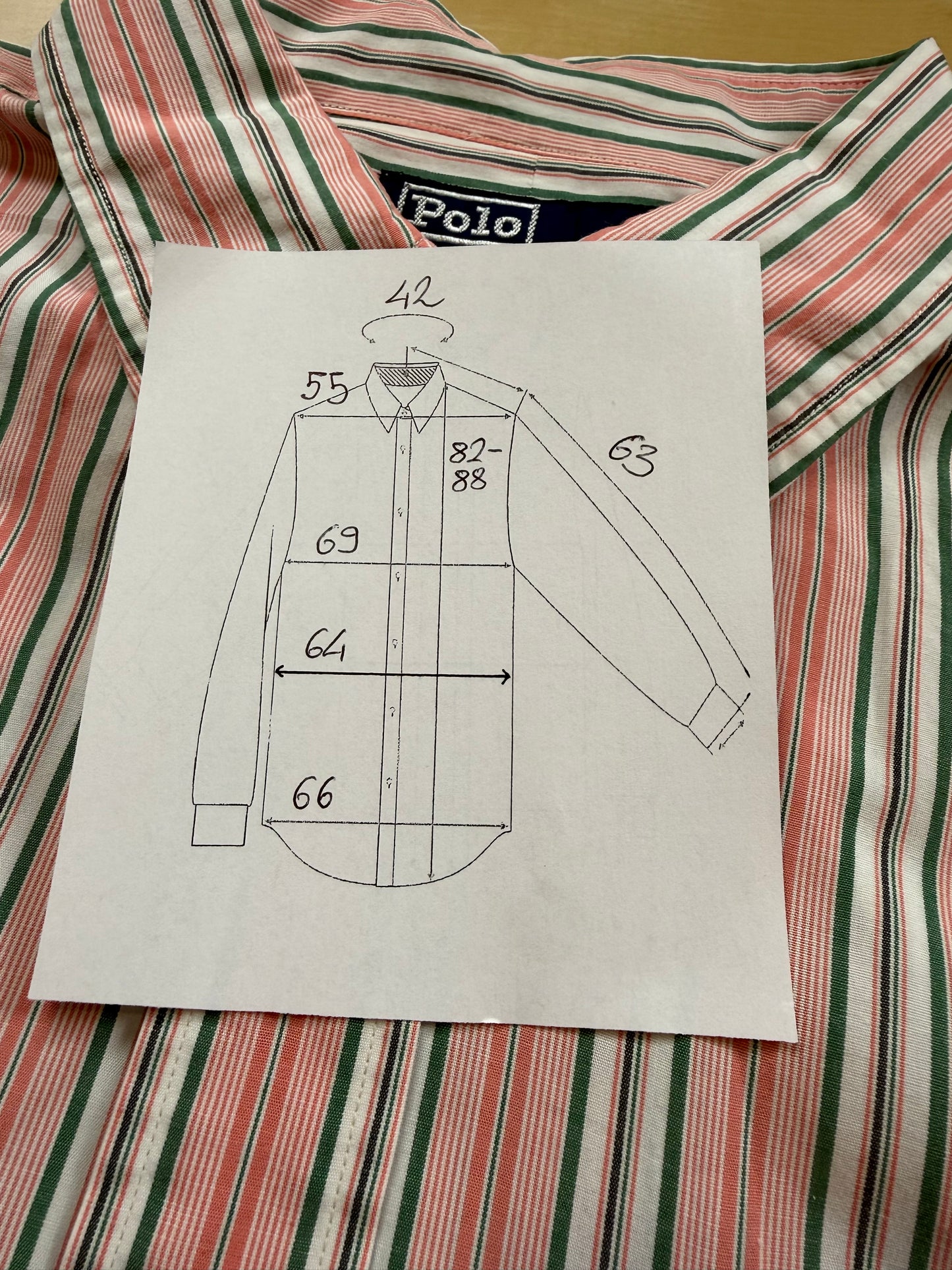 Camicia Ralph Lauren righe rosa verdi - L collo 42