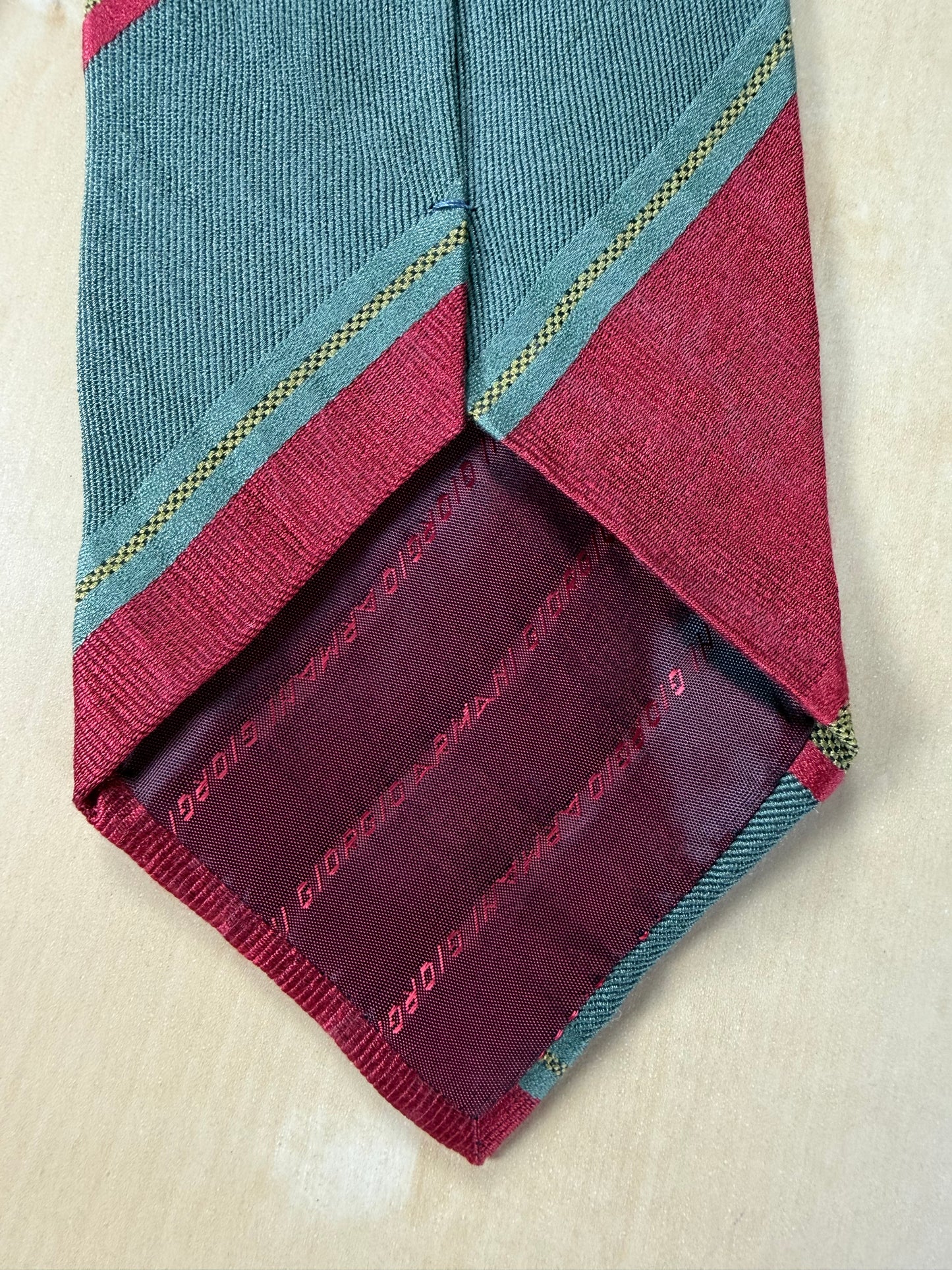 Cravatta Armani regimental vintage rosso verde
