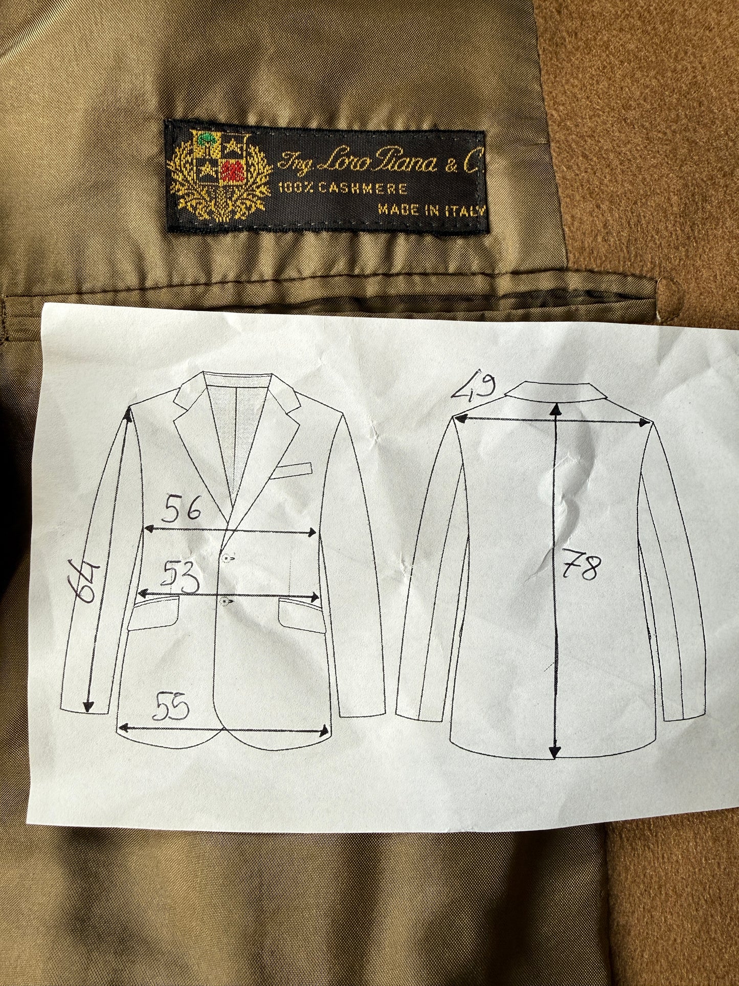 Giacca anni ‘80 in puro cashmere di Loro Piana - tg. 50