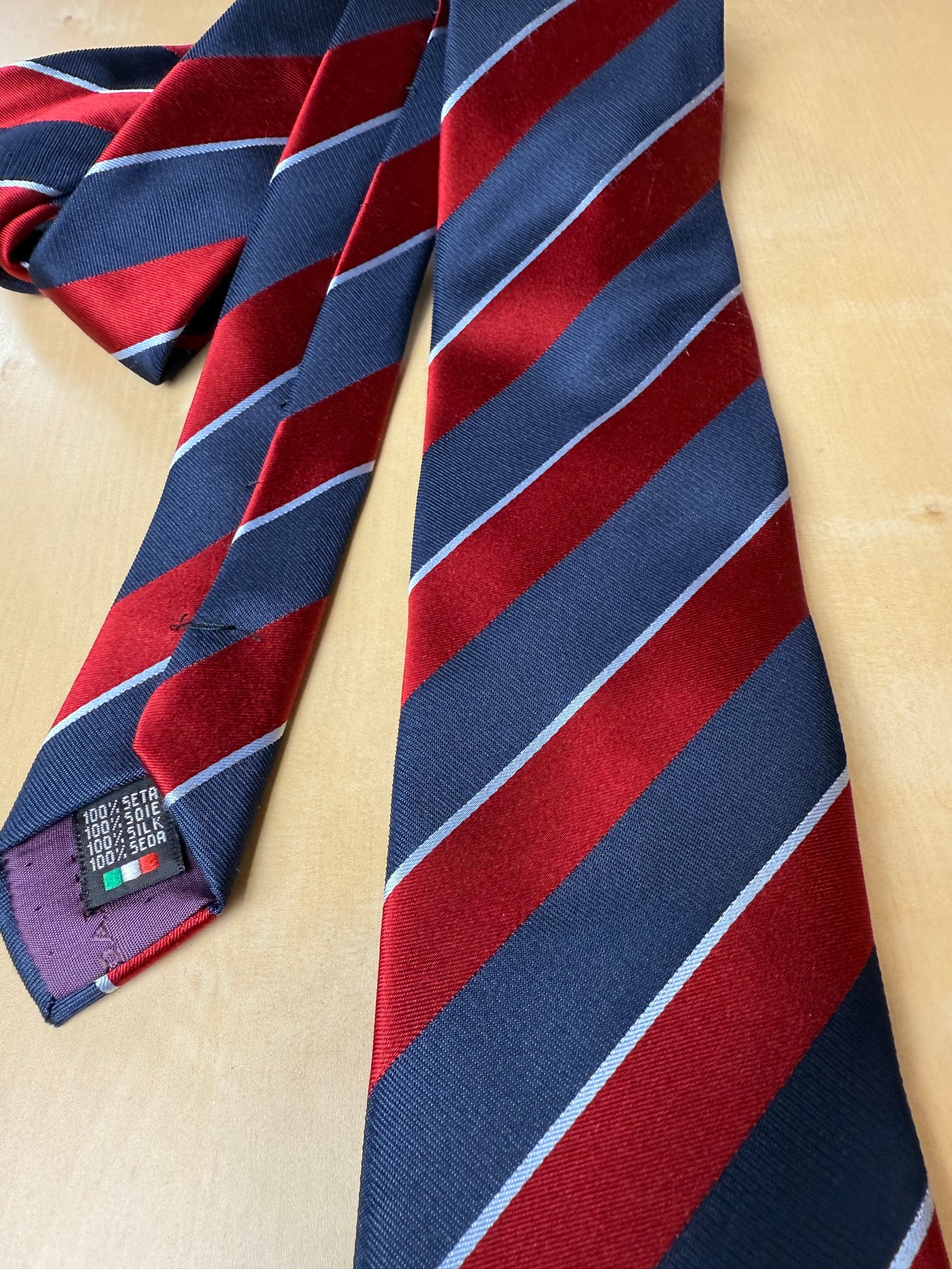 Cravatta regimental rossa e blu Redaelli