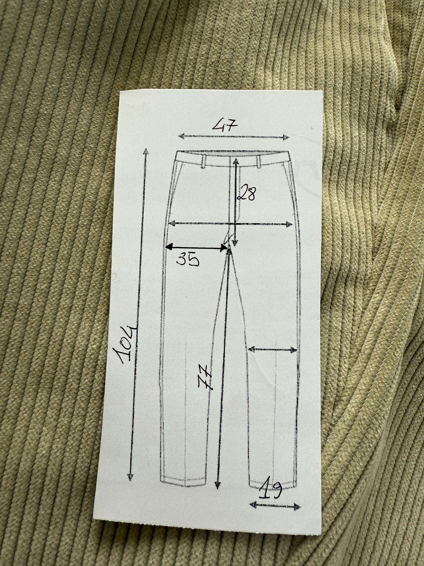 Pantaloni in velluto a coste panna/avorio - tg. 52