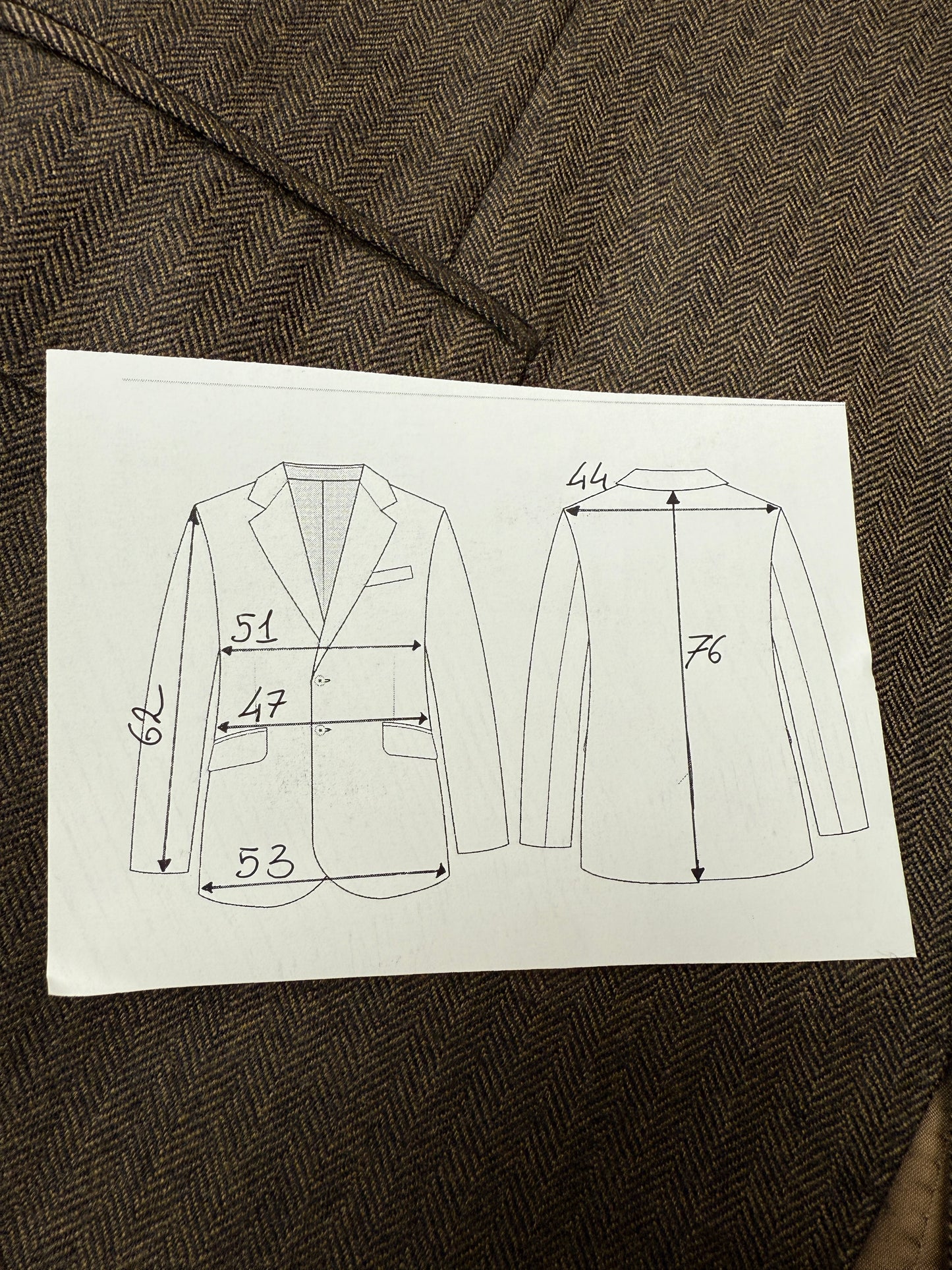 Giacca in lana e cashmere marrone spigato - tg. 44/46