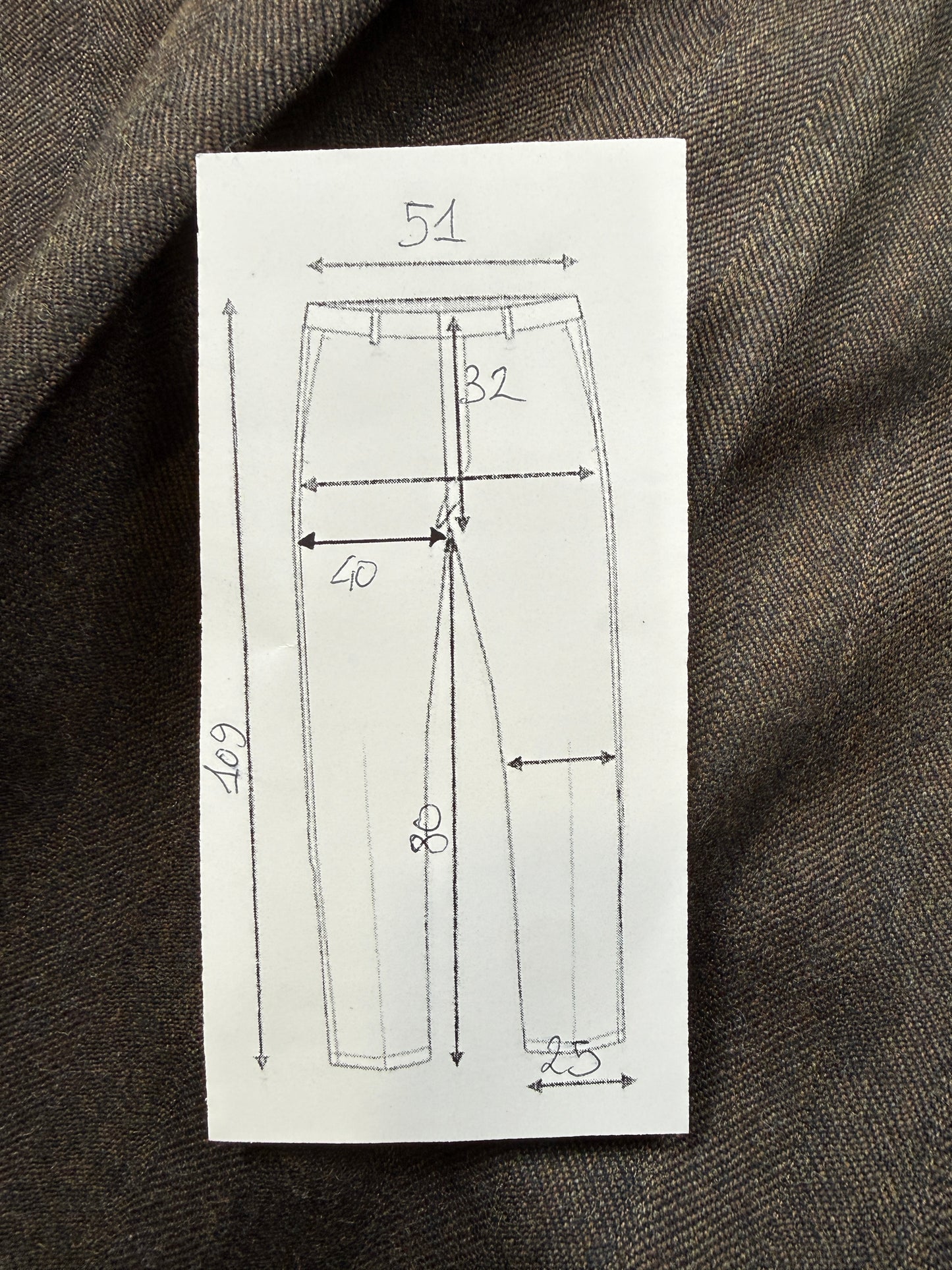 Pantaloni flanella marrone spigato - tg. 56/58