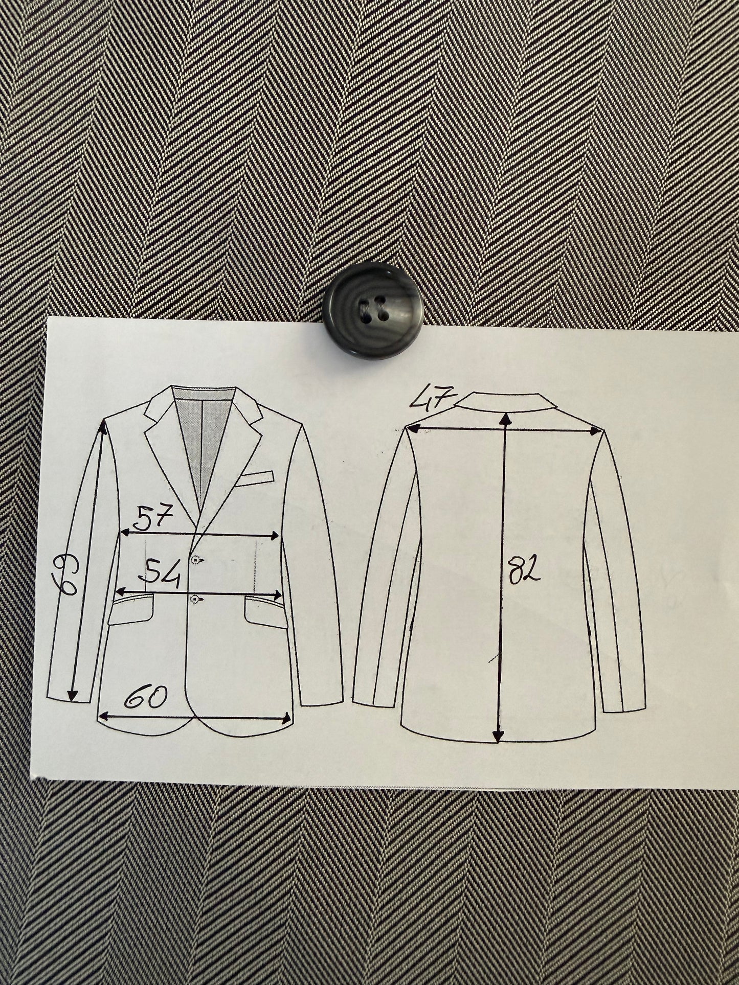 Giacca doppiopetto Christian Dior anni '70/'80 lana e seta chevrons - tg. 52 lunga