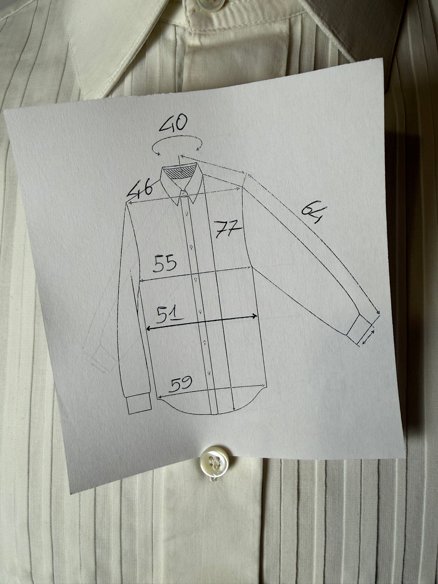 Camicia da smoking anni ‘70/‘80 con sparato plissettato - M collo 40