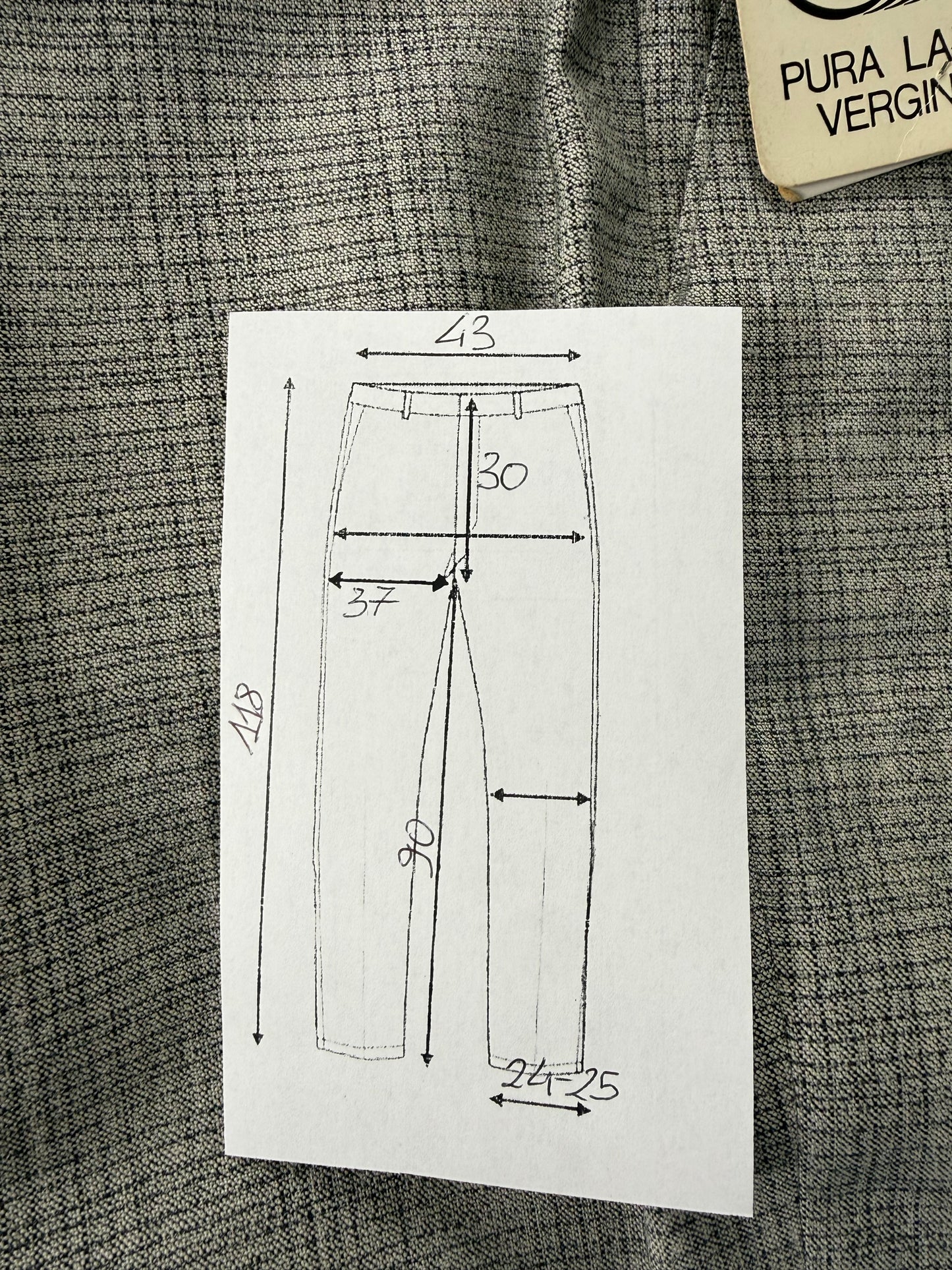 Pantaloni fresco lana grigio Glen check anni '80 (NOS) - tg. 48/50