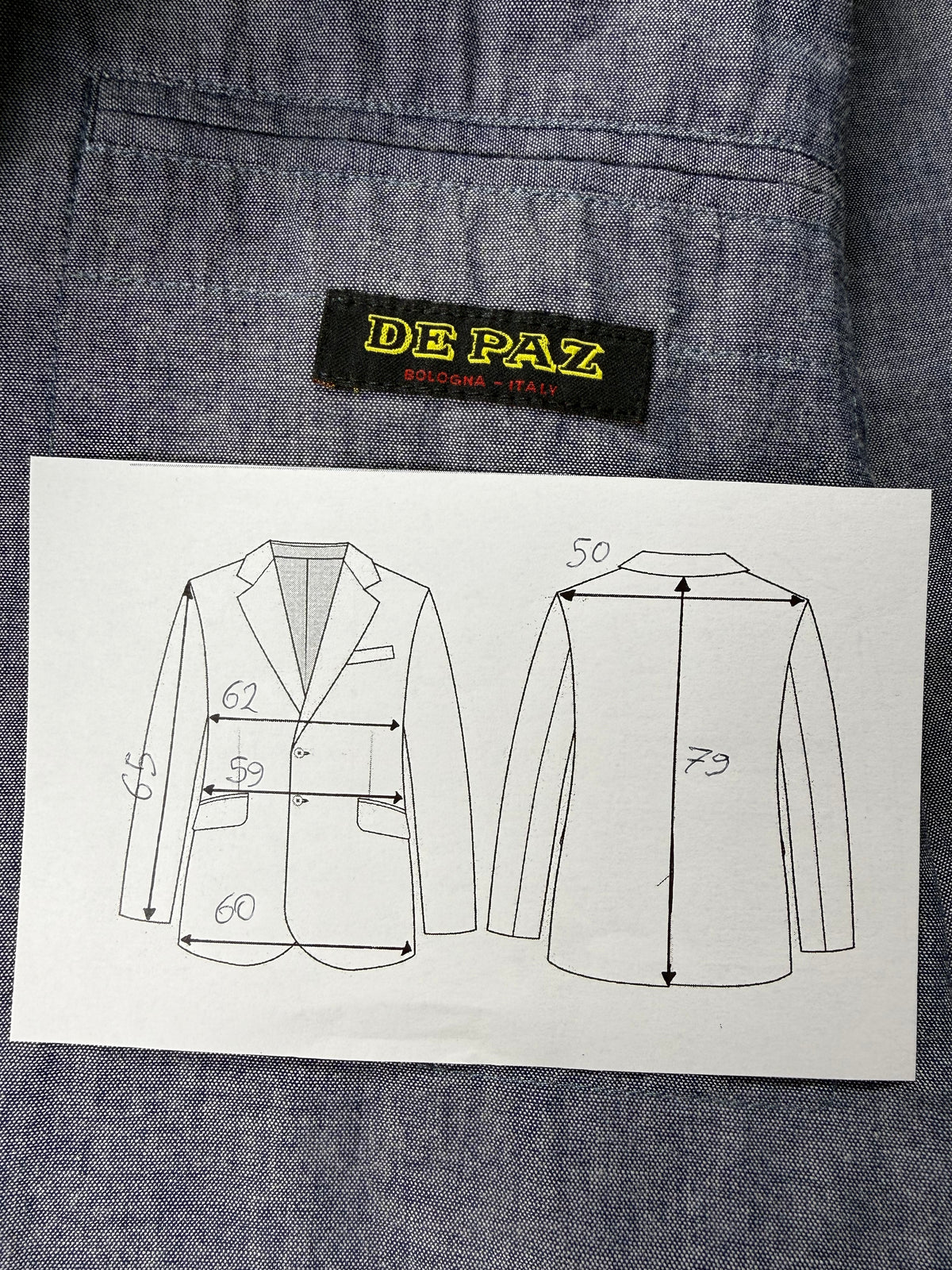 Giacca estiva De Paz in cotone chambray - tg. 58